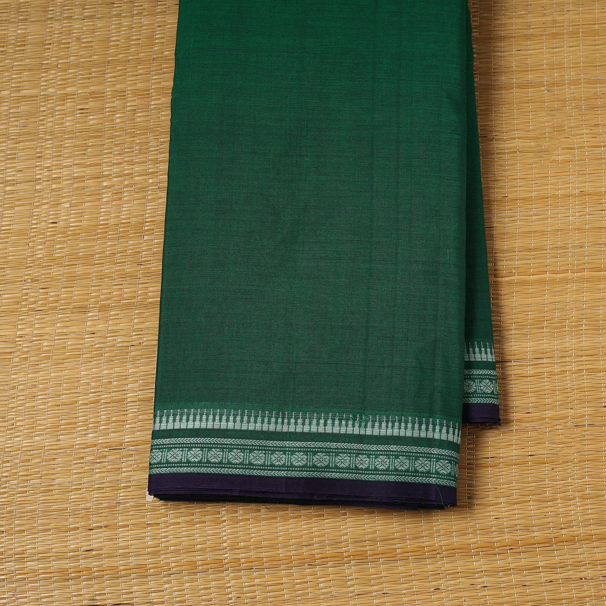 Green - Dharwad Cotton Fabric with Thread Border 33 - Image 2