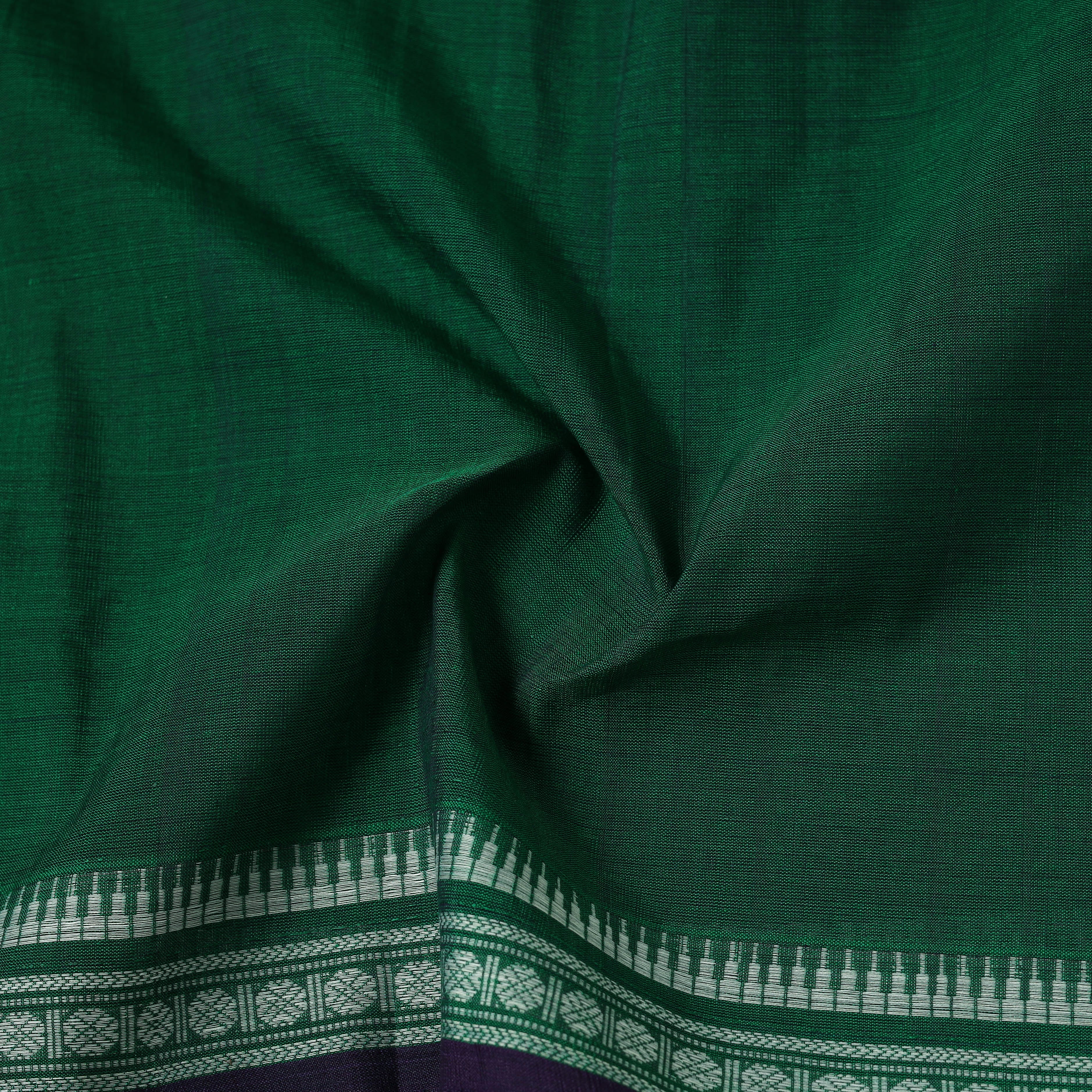 Green - Dharwad Cotton Fabric with Thread Border 33 - Image 4