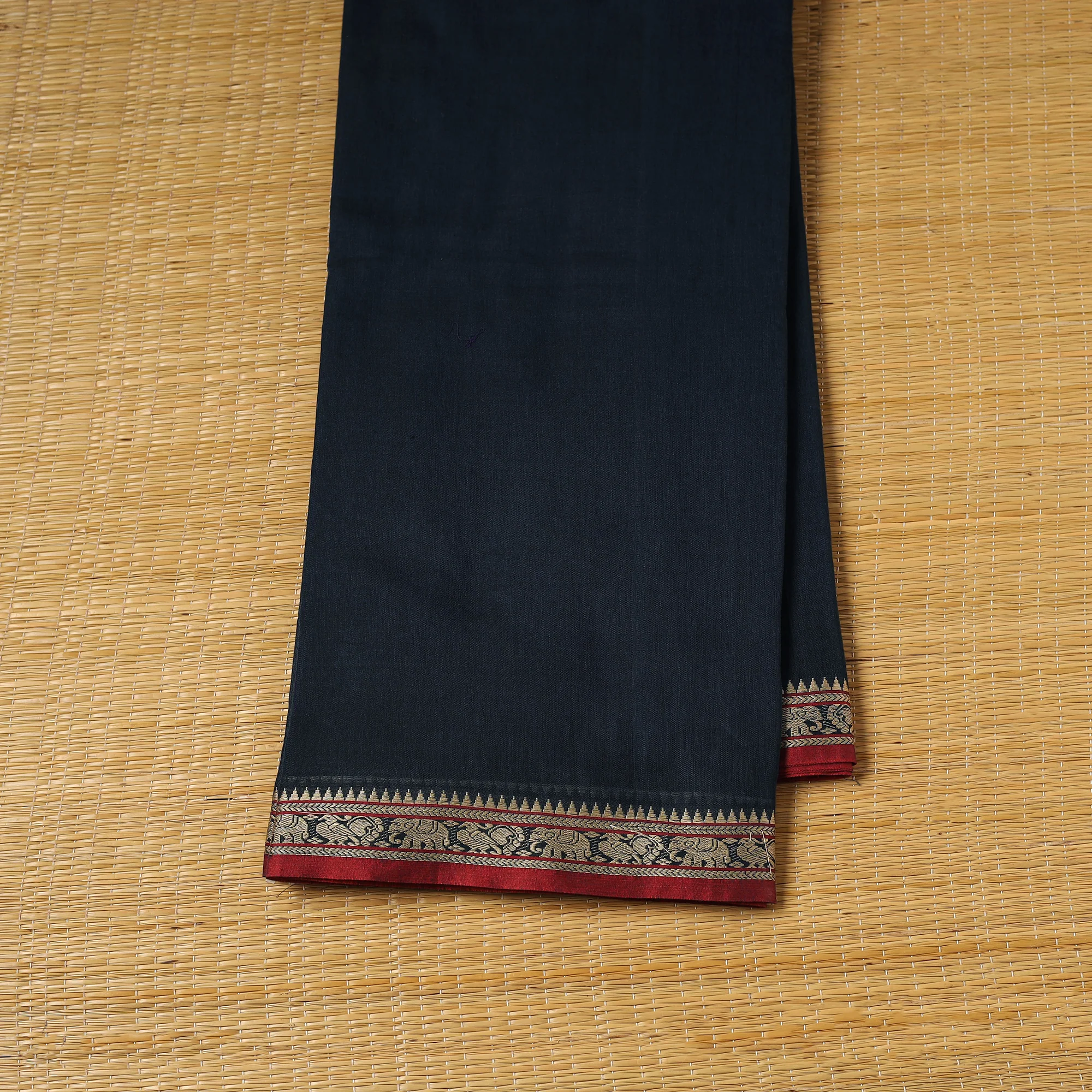 Blue - Dharwad Cotton Fabric with Thread Border 34 - Image 2
