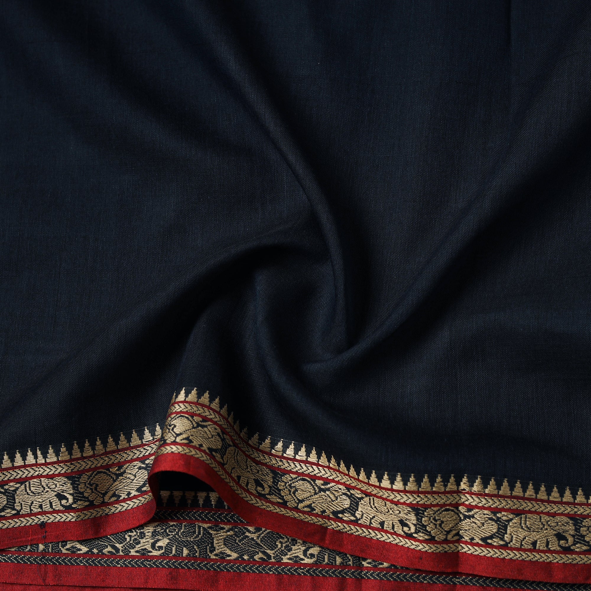 Blue - Dharwad Cotton Fabric with Thread Border 34 - Image 4