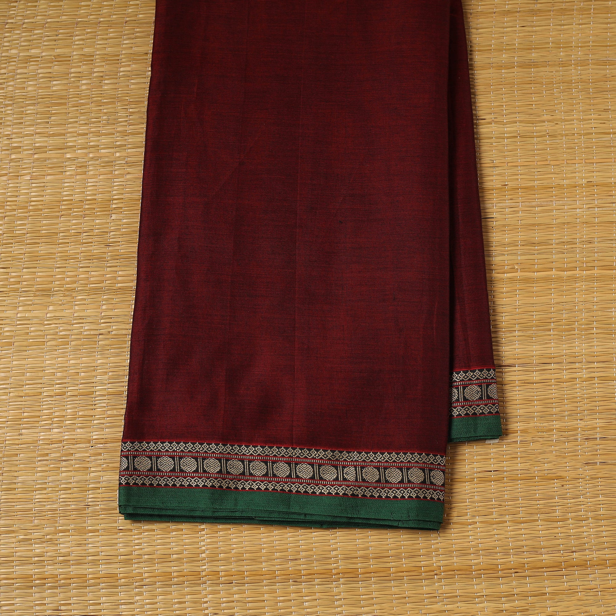 Maroon - Dharwad Cotton Fabric with Thread Border 42 - Image 2