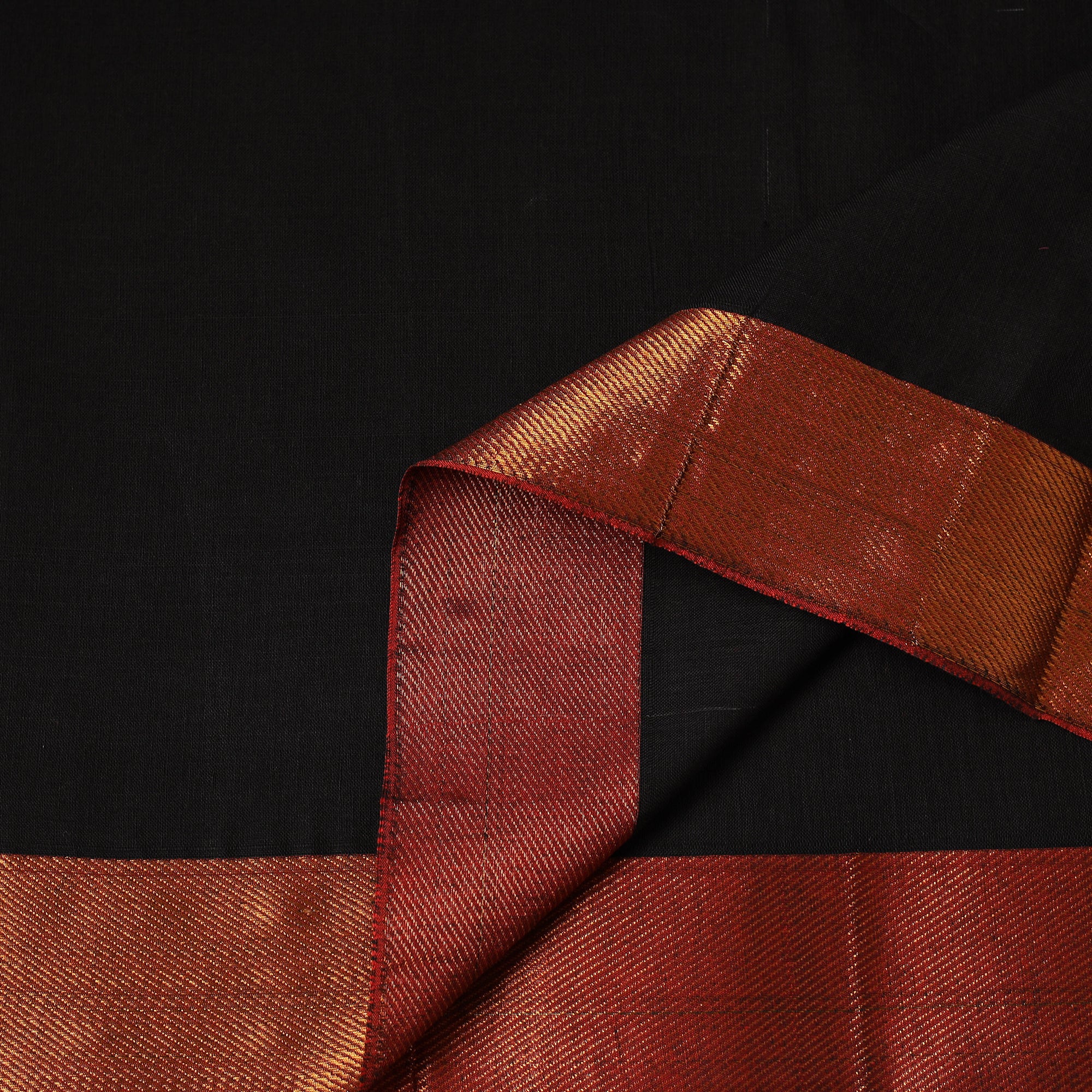 Black - Dharwad Cotton Fabric with Zari Border 10 - Image 3