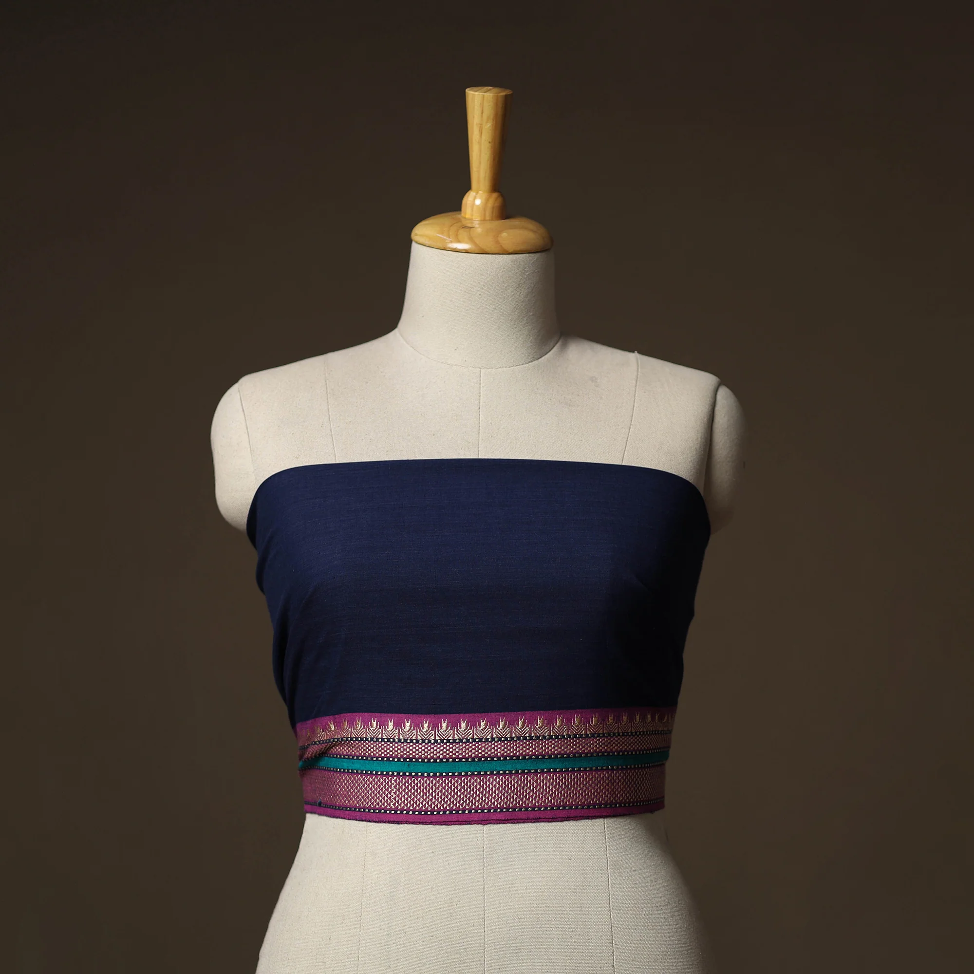 Blue - Dharwad Weave Cotton Blouse Piece 05