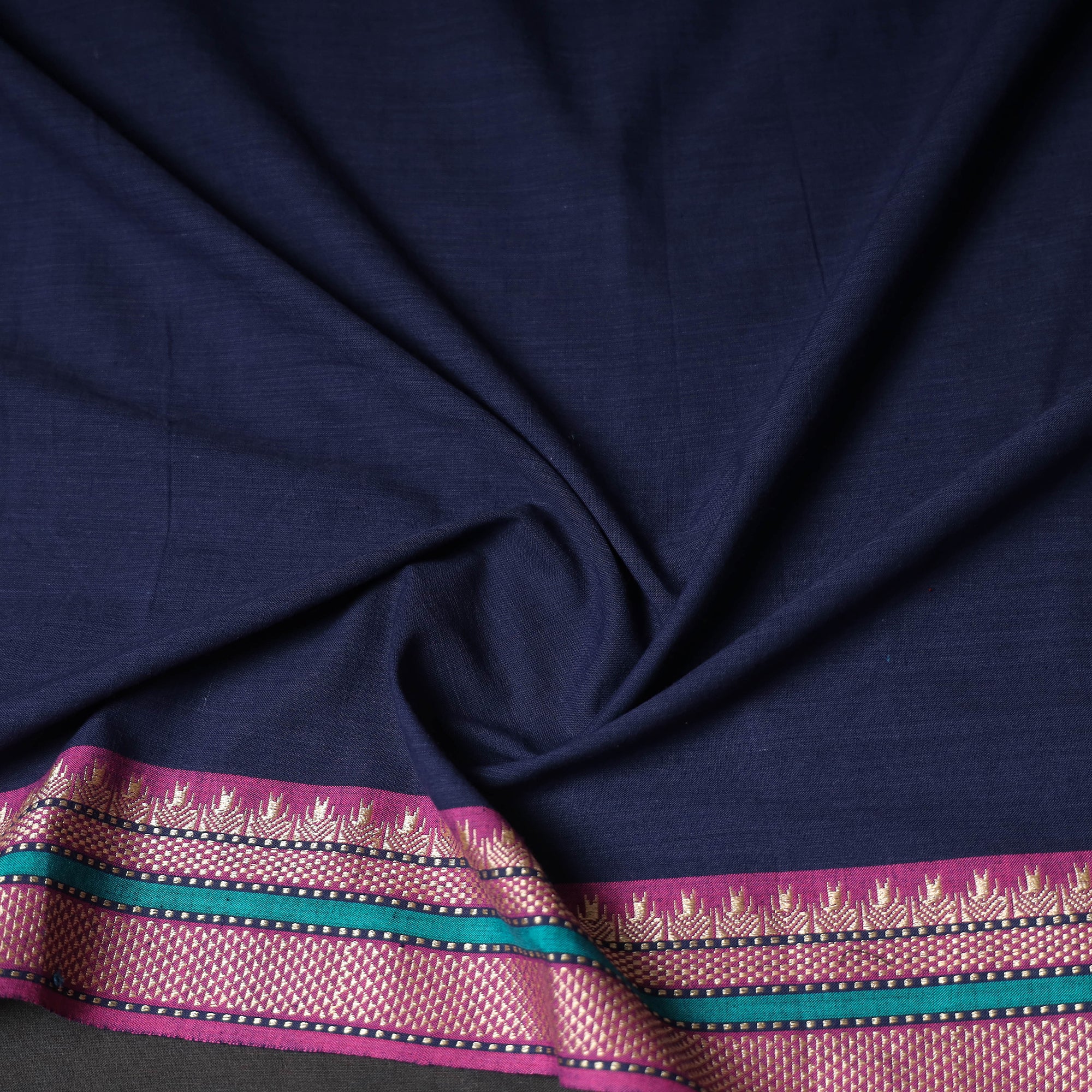 Blue - Dharwad Weave Cotton Blouse Piece 05 - Image 3