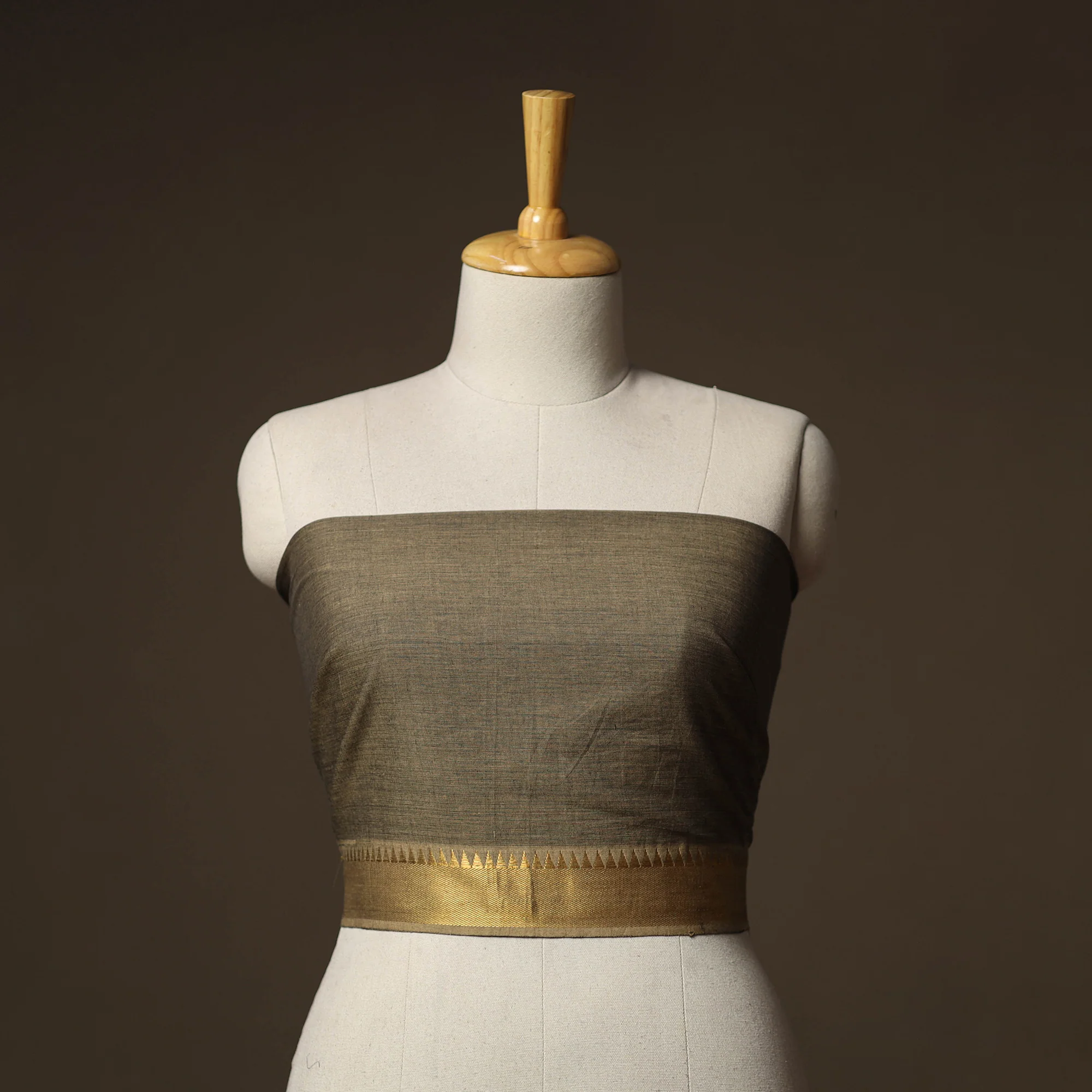 Brown - Dharwad Weave Cotton Blouse Piece 06