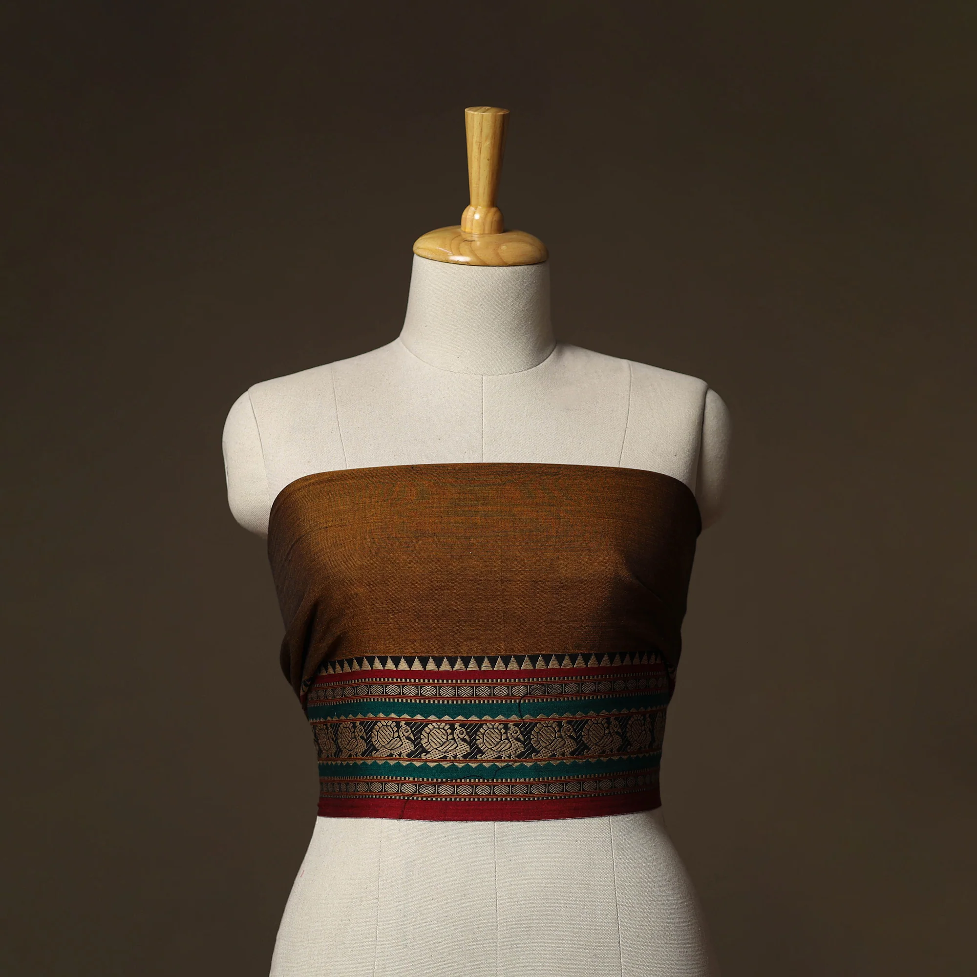 Brown - Dharwad Weave Cotton Blouse Piece 08
