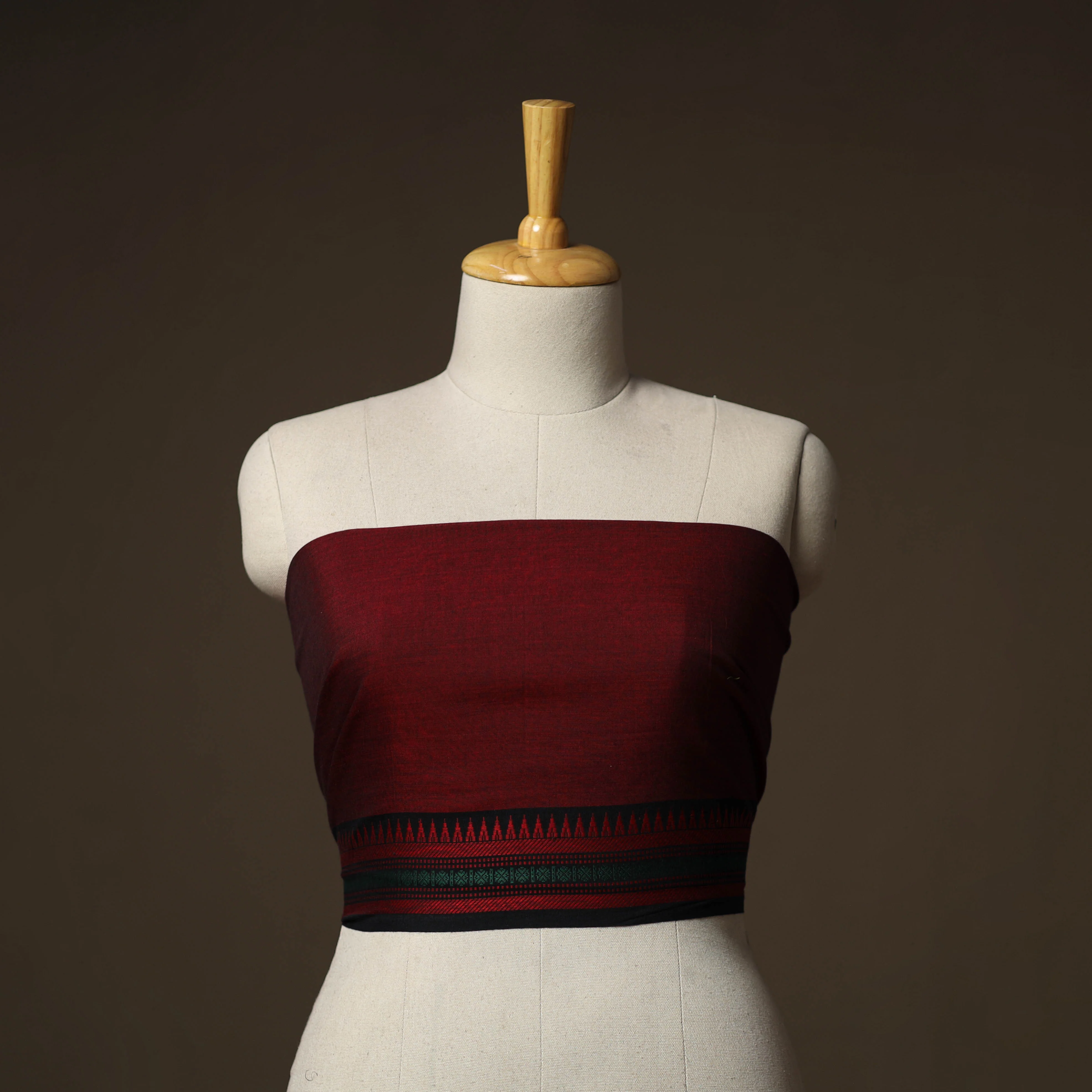 Maroon - Dharwad Weave Cotton Blouse Piece 08
