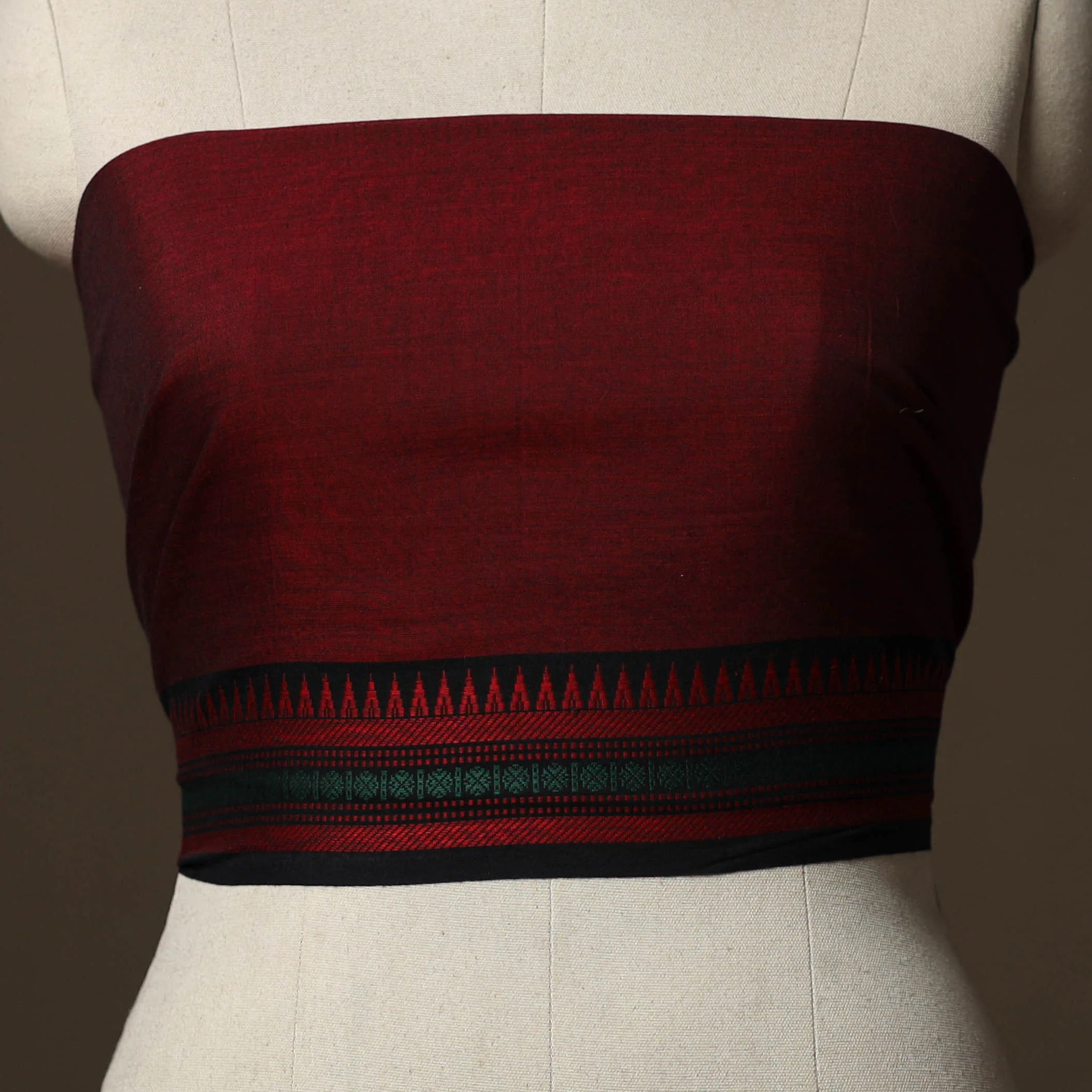 Maroon - Dharwad Weave Cotton Blouse Piece 08 - Image 2