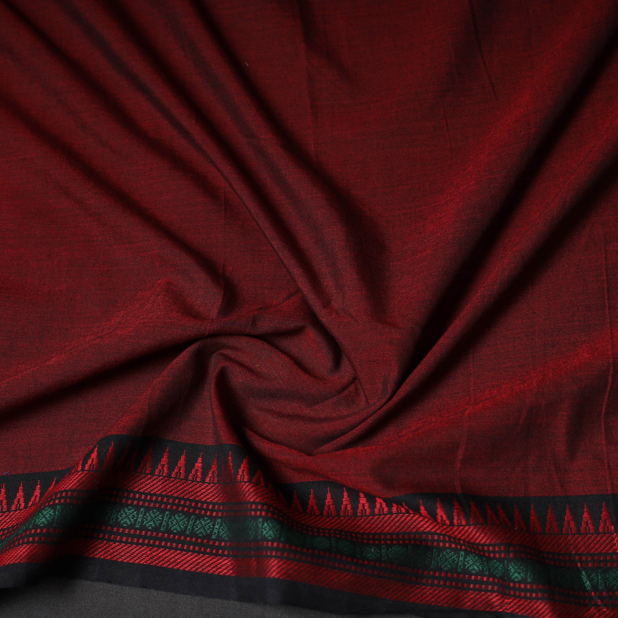 Maroon - Dharwad Weave Cotton Blouse Piece 08 - Image 3