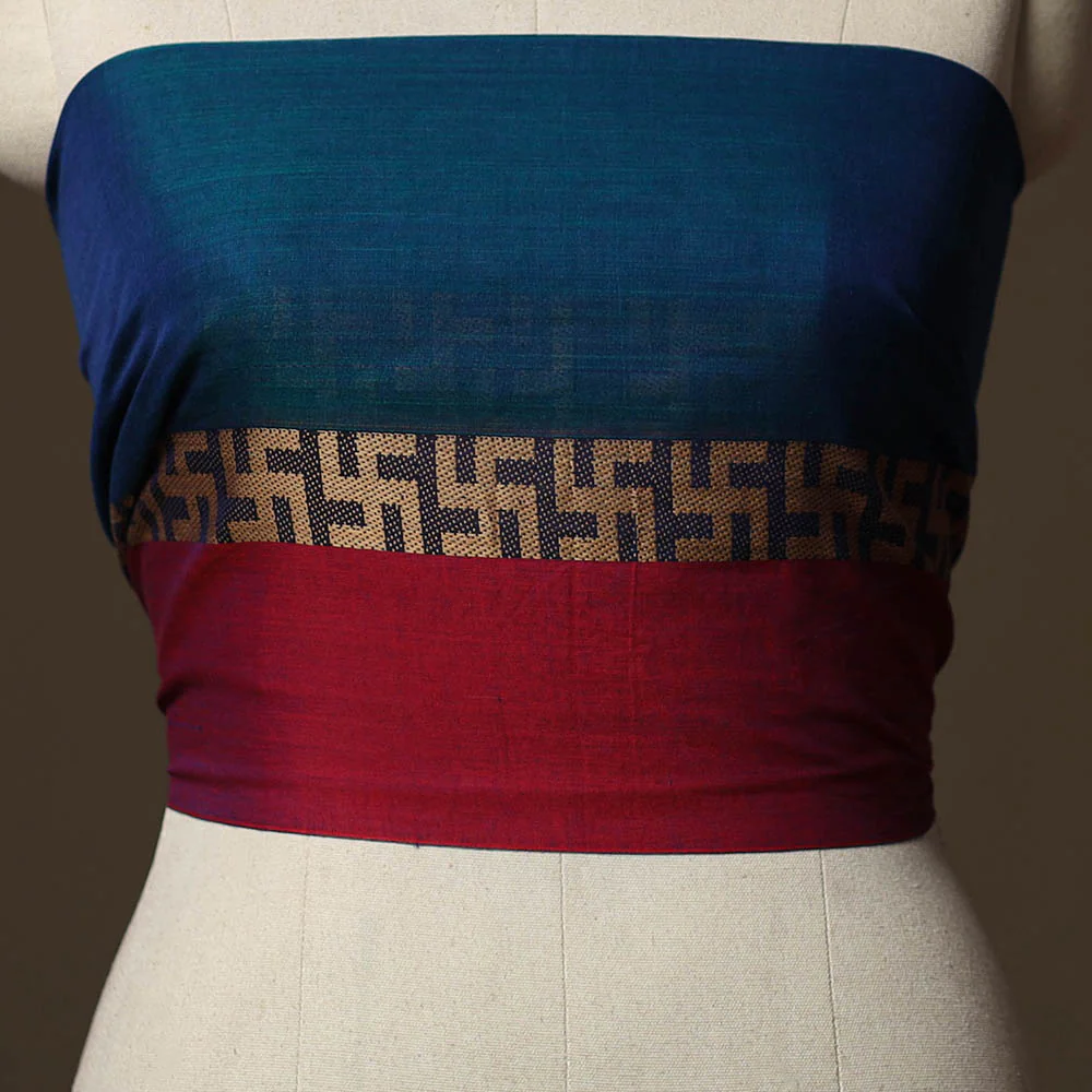 Blue - Dharwad Weave Cotton Blouse Piece 10 - Image 2