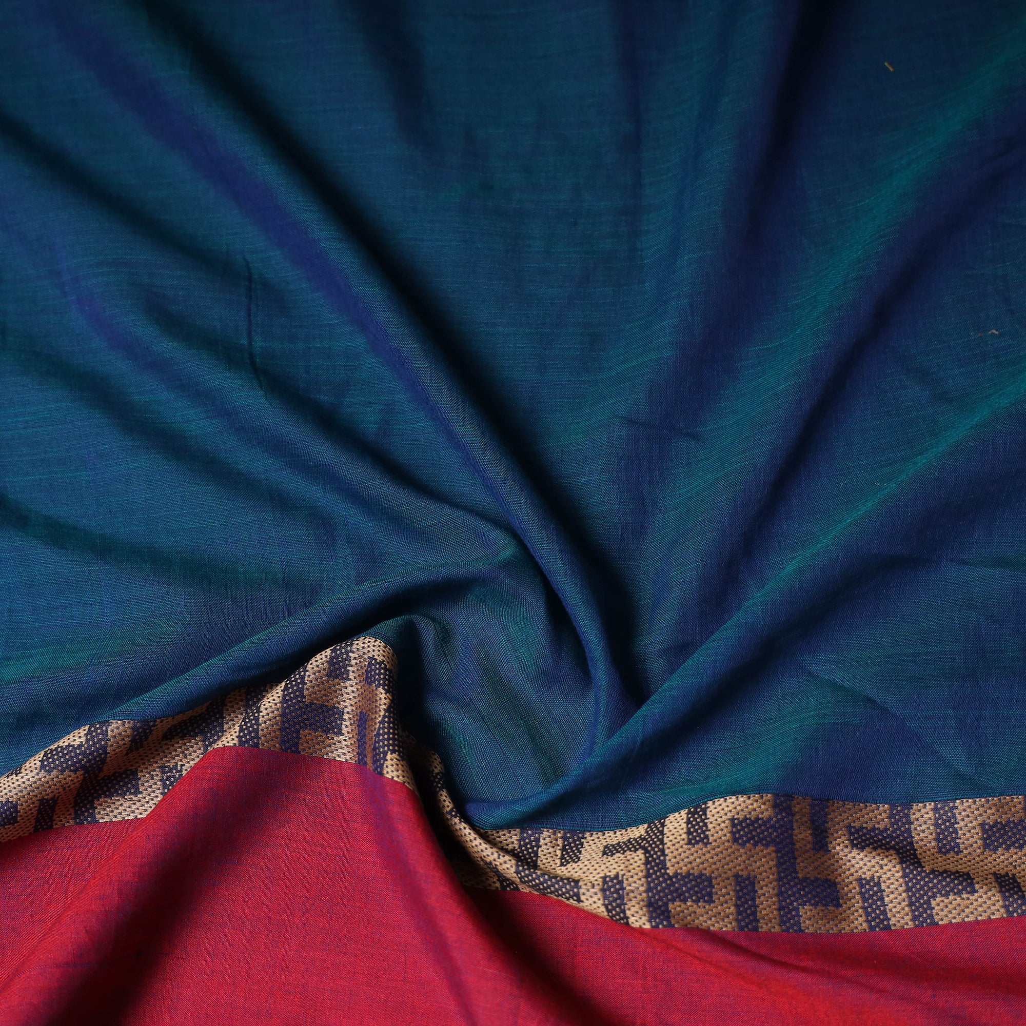 Blue - Dharwad Weave Cotton Blouse Piece 10 - Image 3