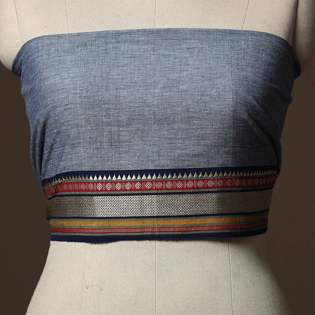 Blue - Dharwad Weave Cotton Blouse Piece 10 - Image 2