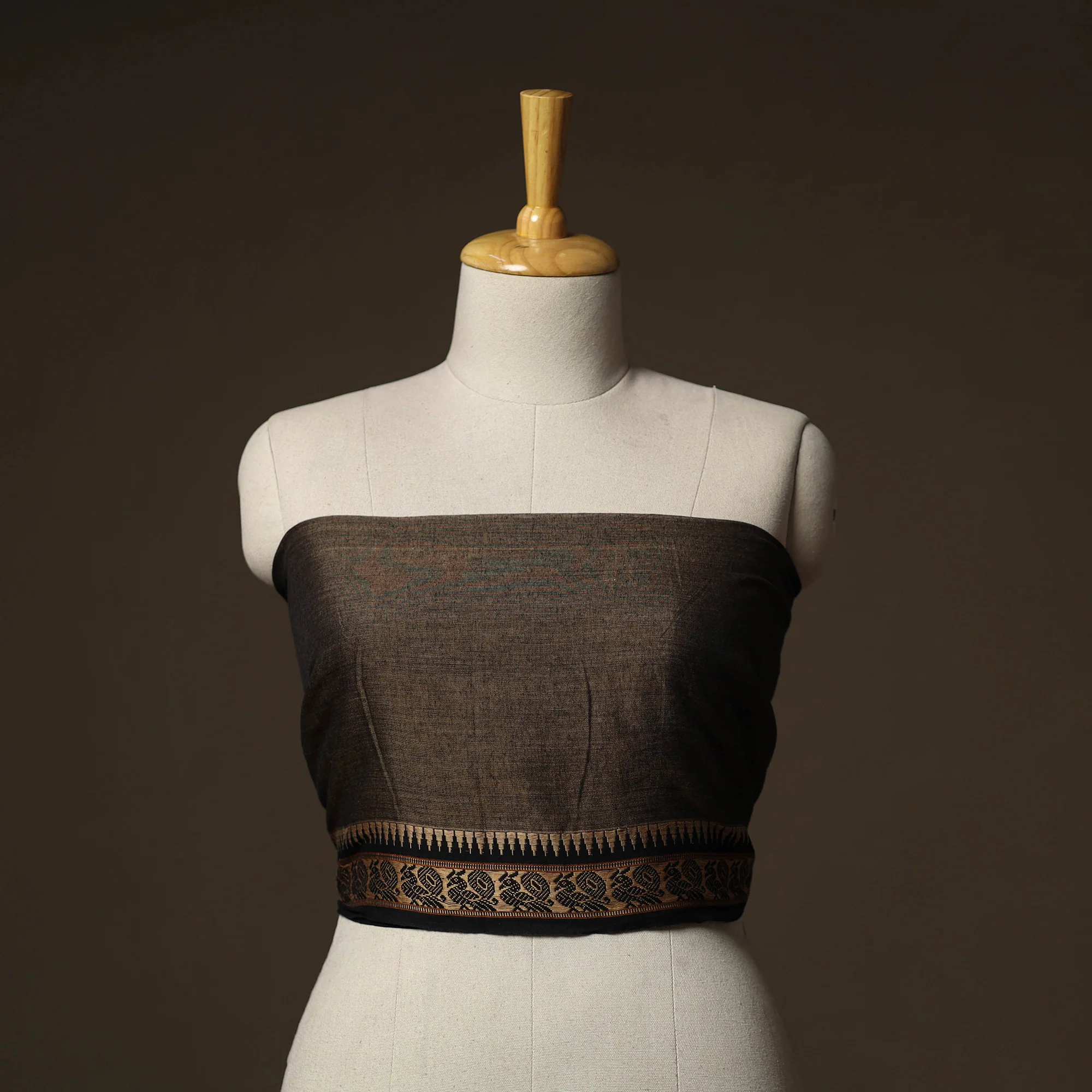 Brown - Dharwad Weave Cotton Blouse Piece 14