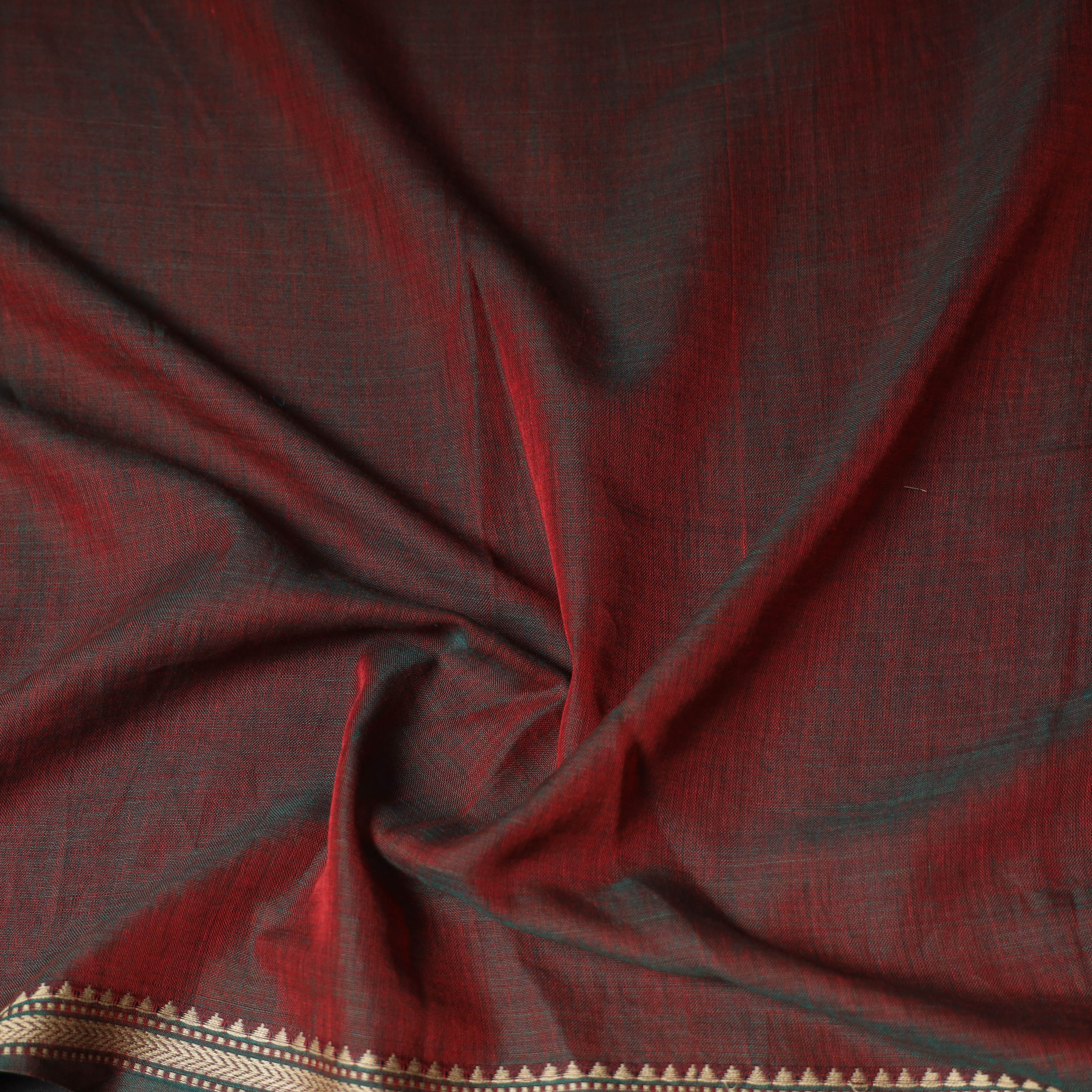 Maroon - Dharwad Weave Cotton Blouse Piece 16 - Image 3