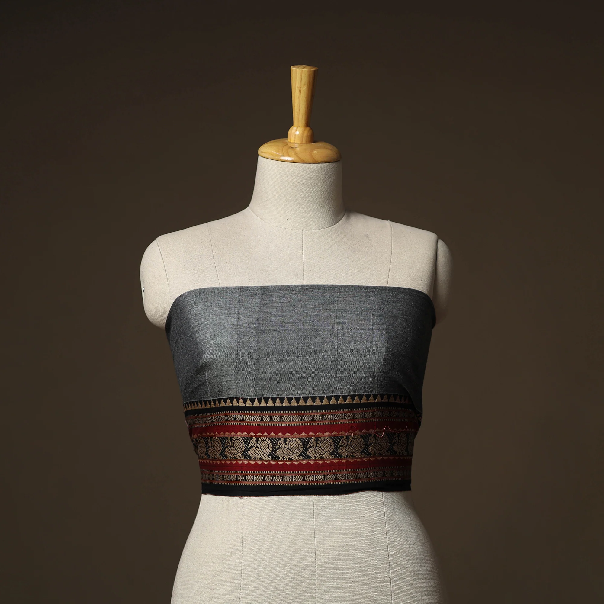 Grey - Dharwad Weave Cotton Blouse Piece 21
