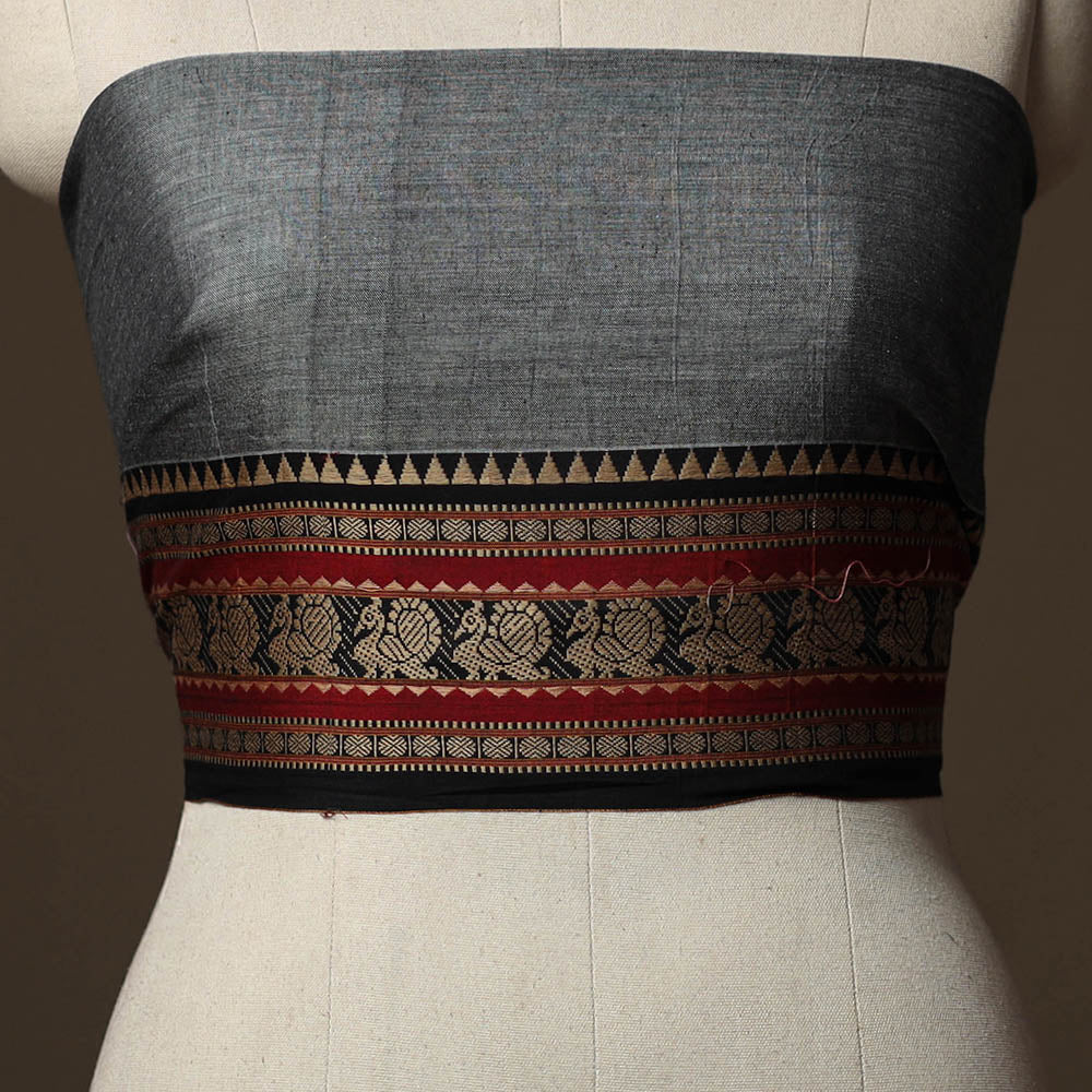 Grey - Dharwad Weave Cotton Blouse Piece 21 - Image 2