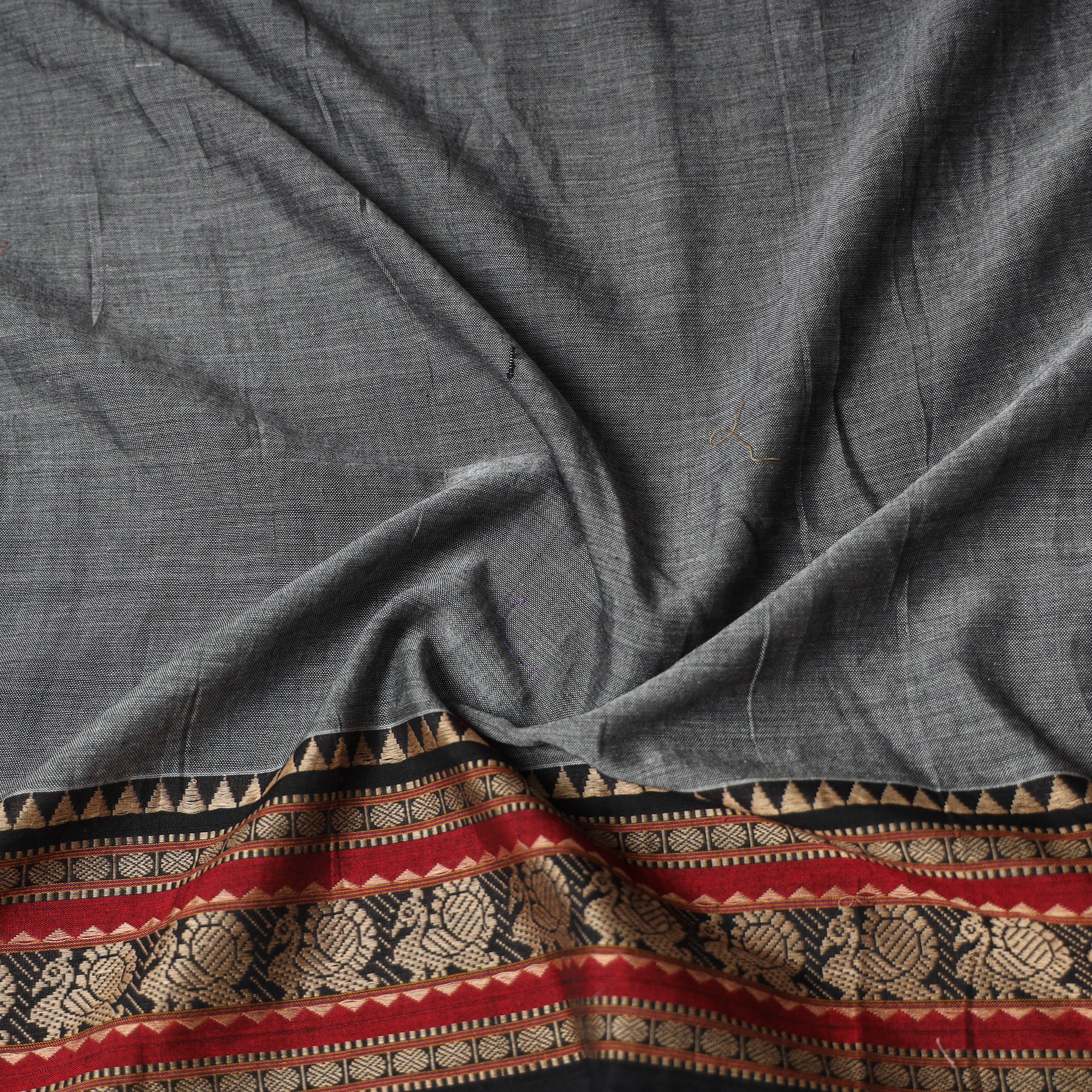 Grey - Dharwad Weave Cotton Blouse Piece 21 - Image 3