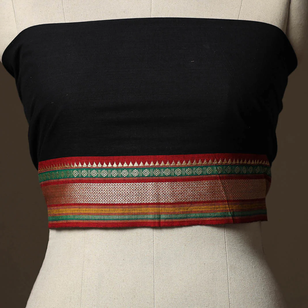 Black - Dharwad Weave Cotton Blouse Piece 21 - Image 2