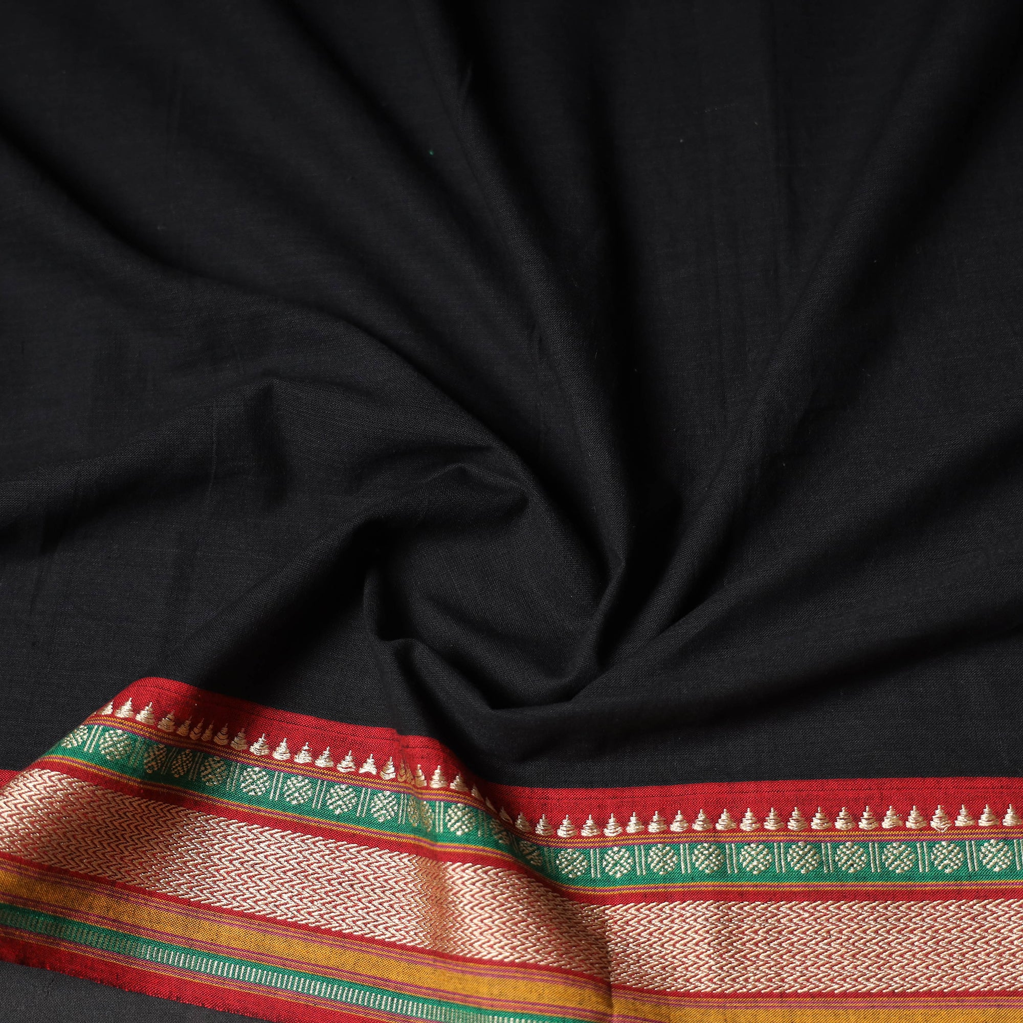 Black - Dharwad Weave Cotton Blouse Piece 21 - Image 3