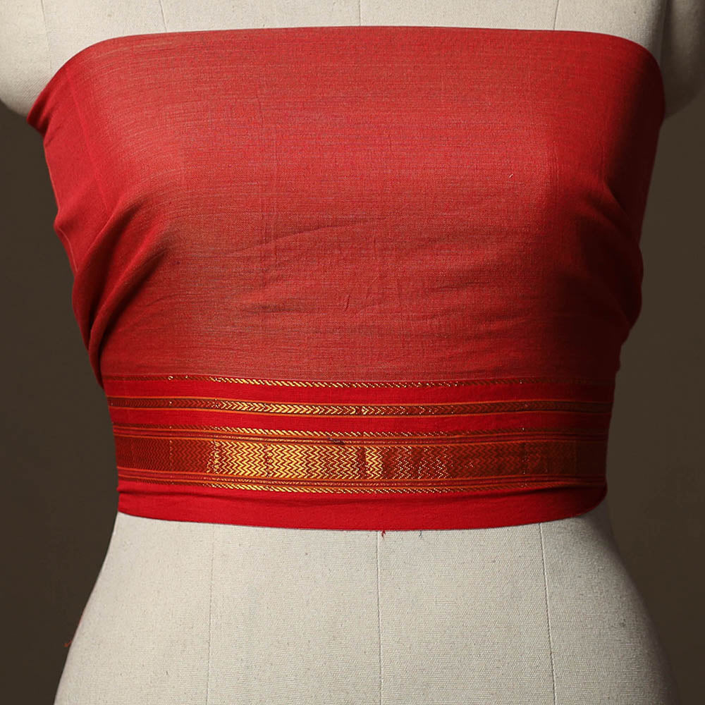 Red - Dharwad Weave Cotton Blouse Piece 24 - Image 2