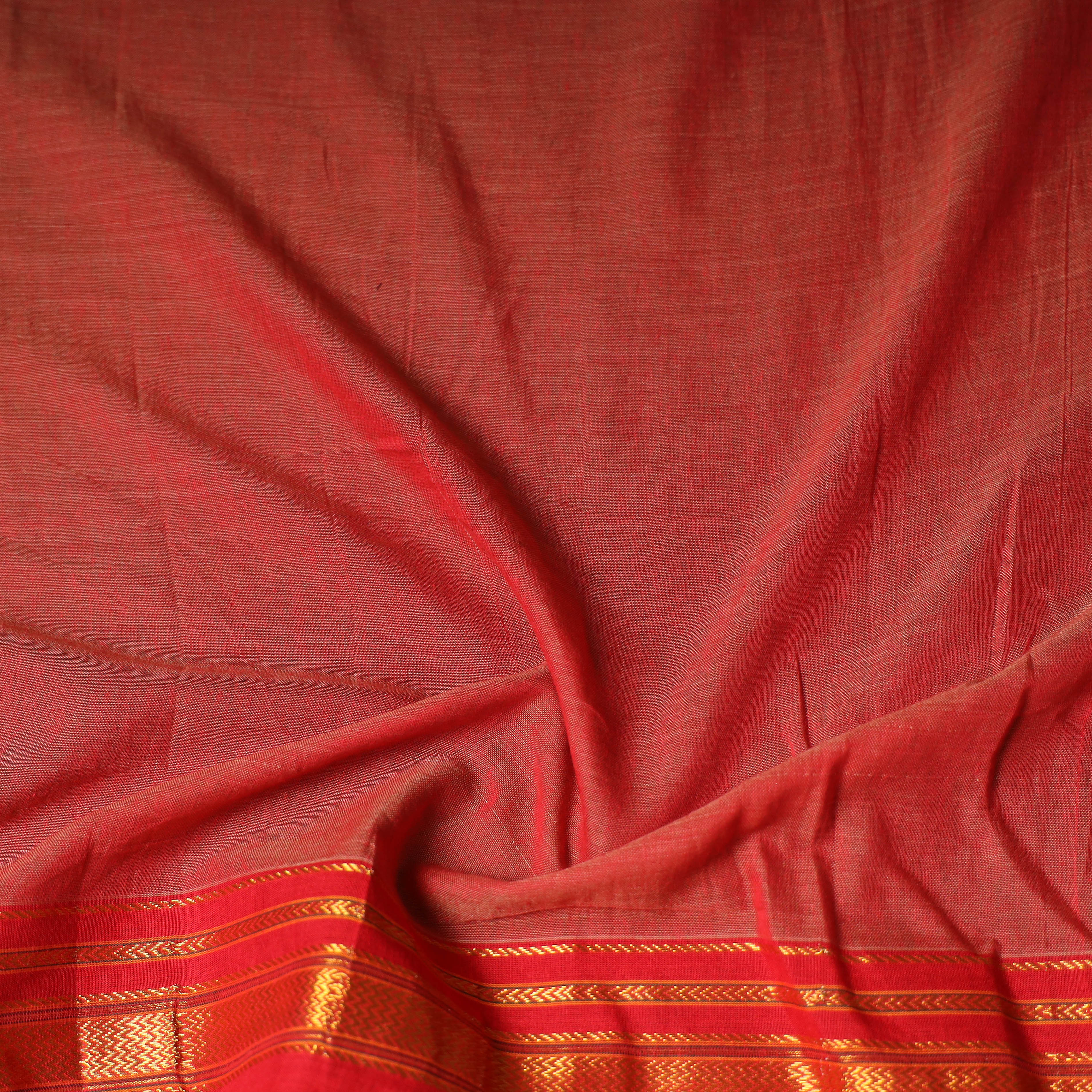 Red - Dharwad Weave Cotton Blouse Piece 24 - Image 3