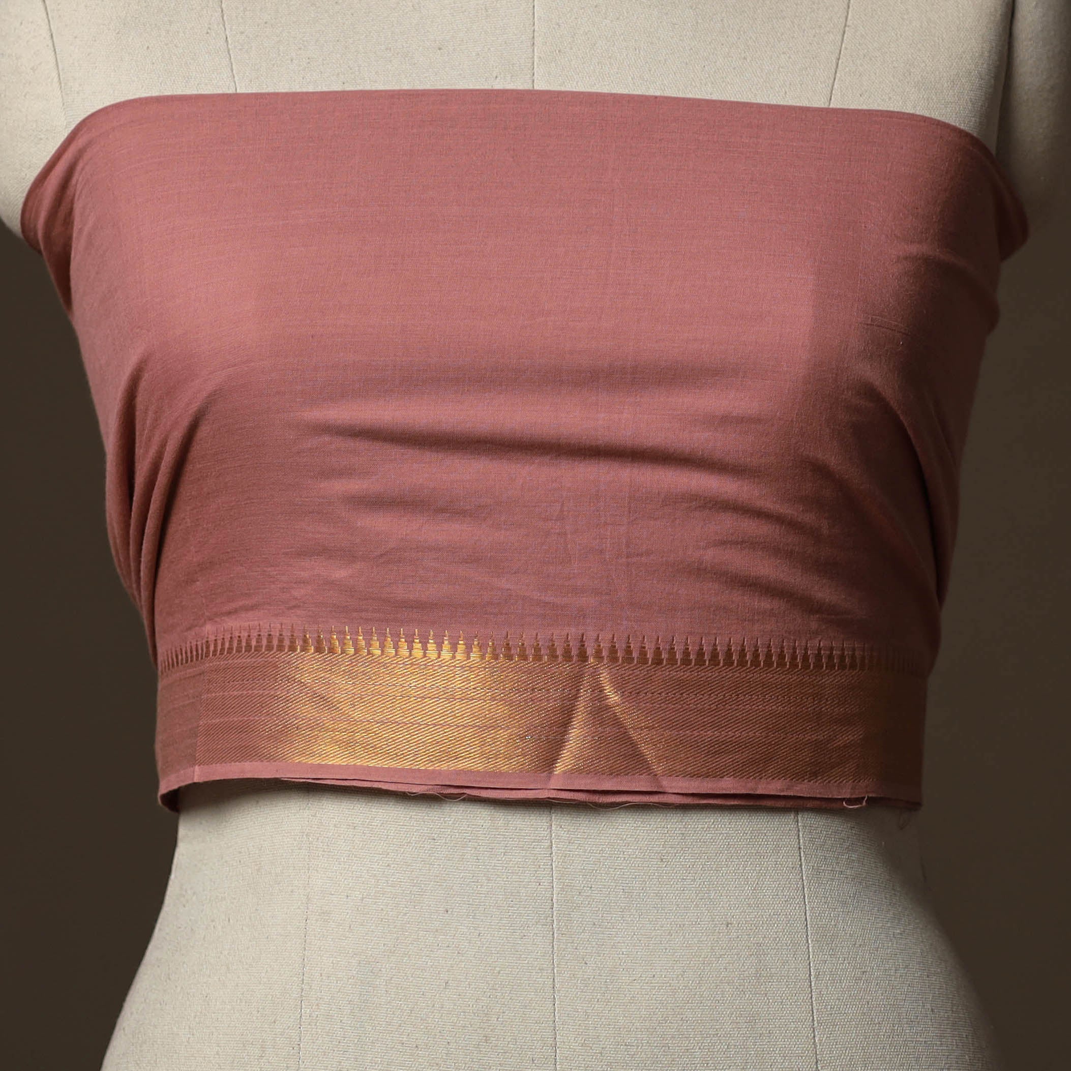 Peach - Dharwad Weave Cotton Blouse Piece 25 - Image 2