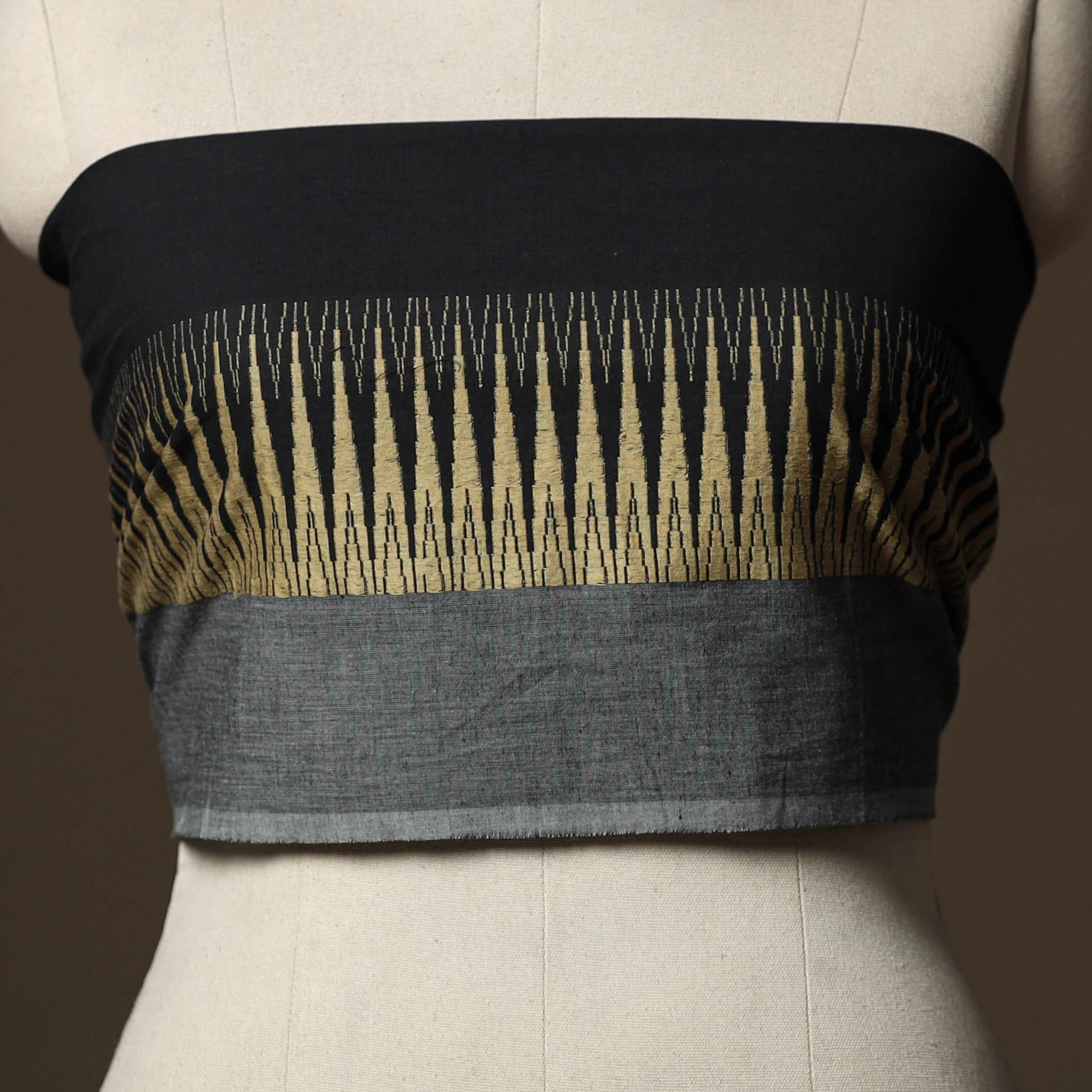 Black - Dharwad Weave Cotton Blouse Piece 28 - Image 2