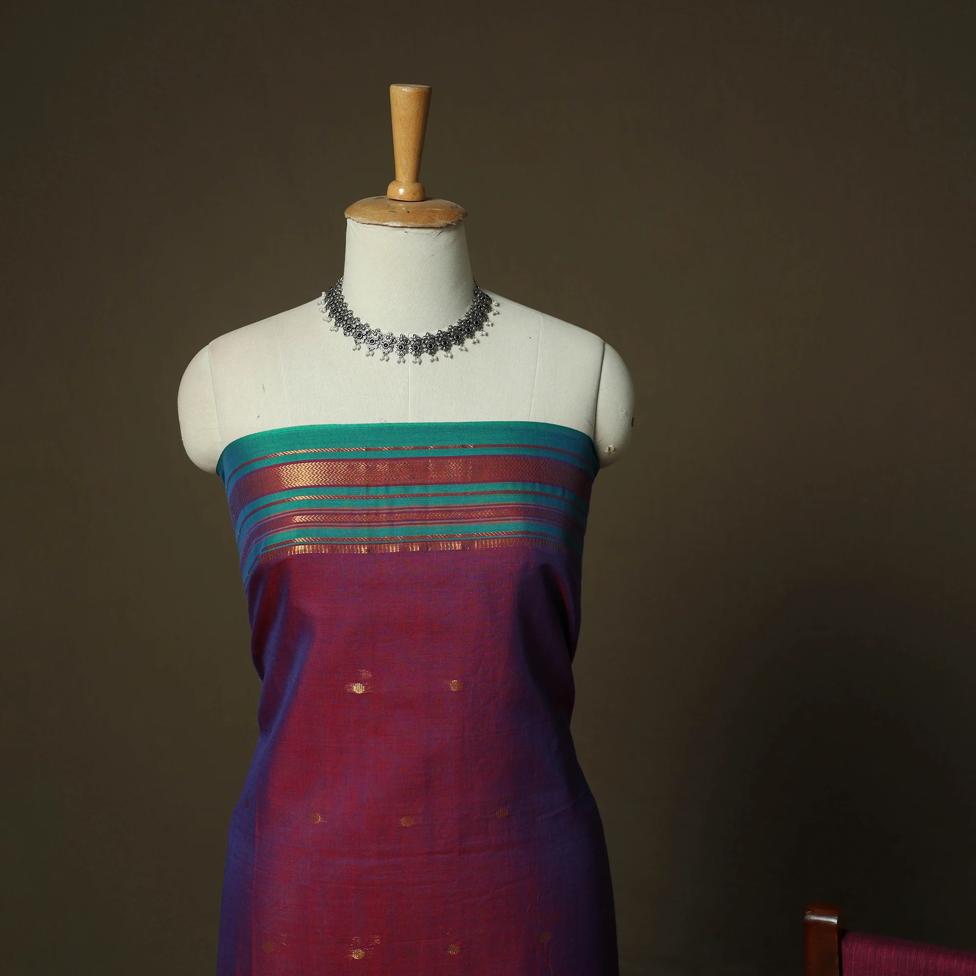 Dharwad Woven Cotton 3pc Unstitched Dress Material Suit Set 29 - Image 3