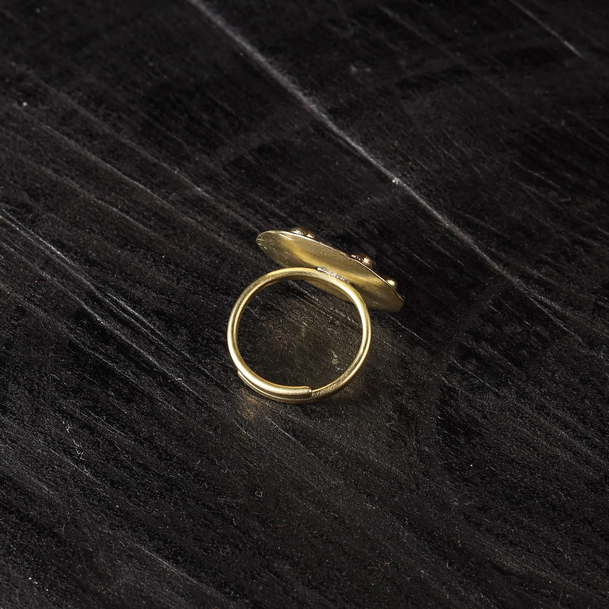 Yellow - Dokra Brass Handcrafted Ring (Adjustable) 13 - Image 3