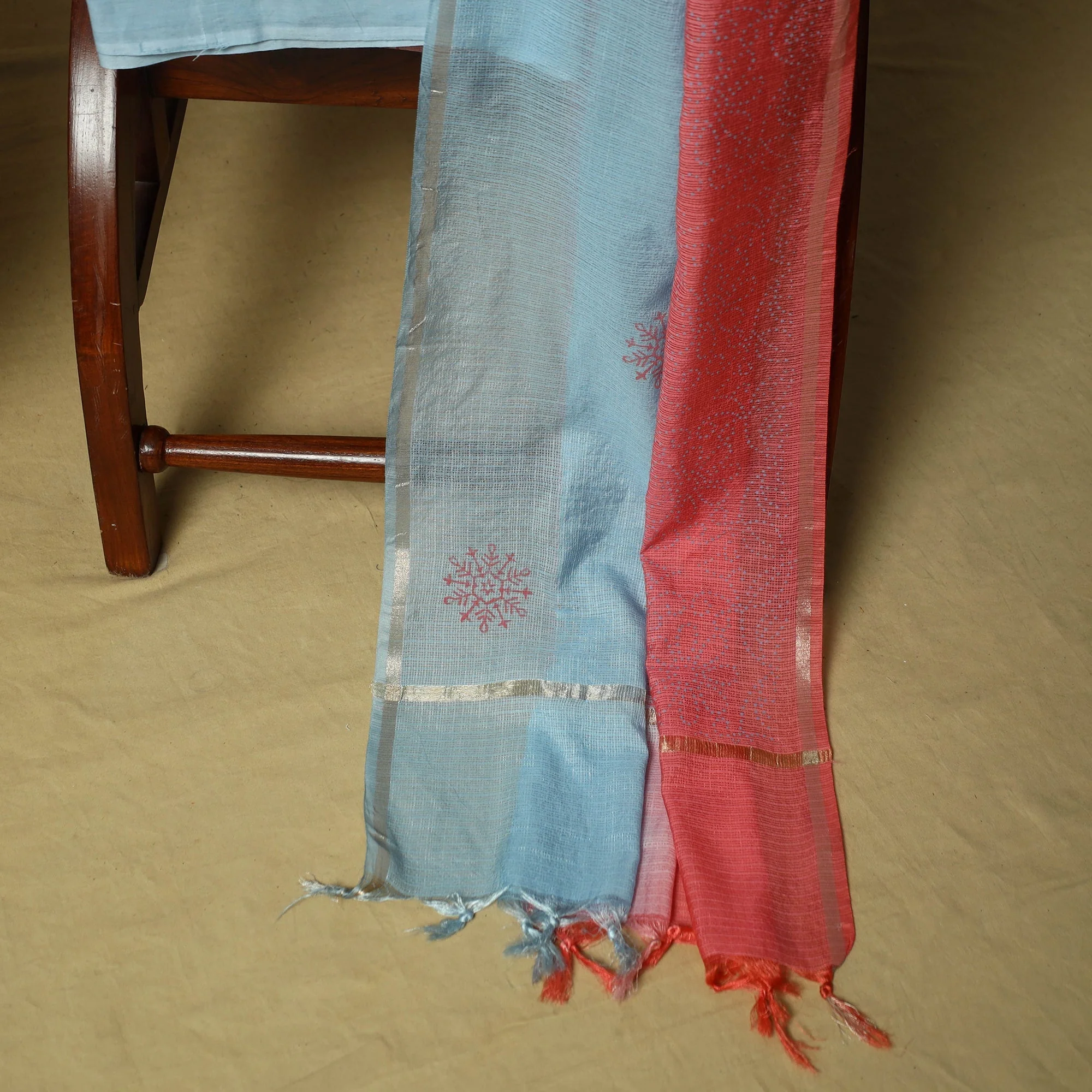 Blue - Embroidered Cotton Printed 3pc Unstitched Dress Material 84 - Image 4