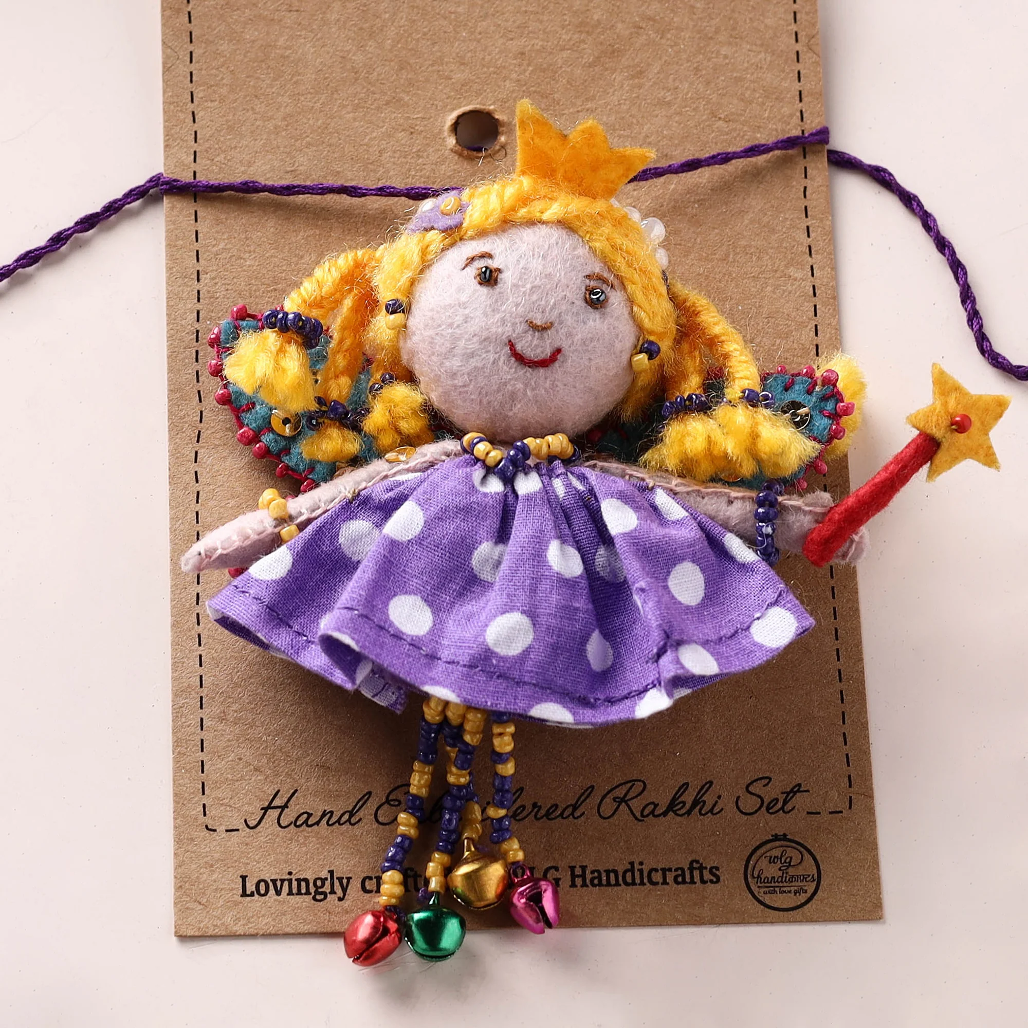 Fairy Princess - Hand Embroidered Felt Work Lumba Rakhi 49 - Image 4