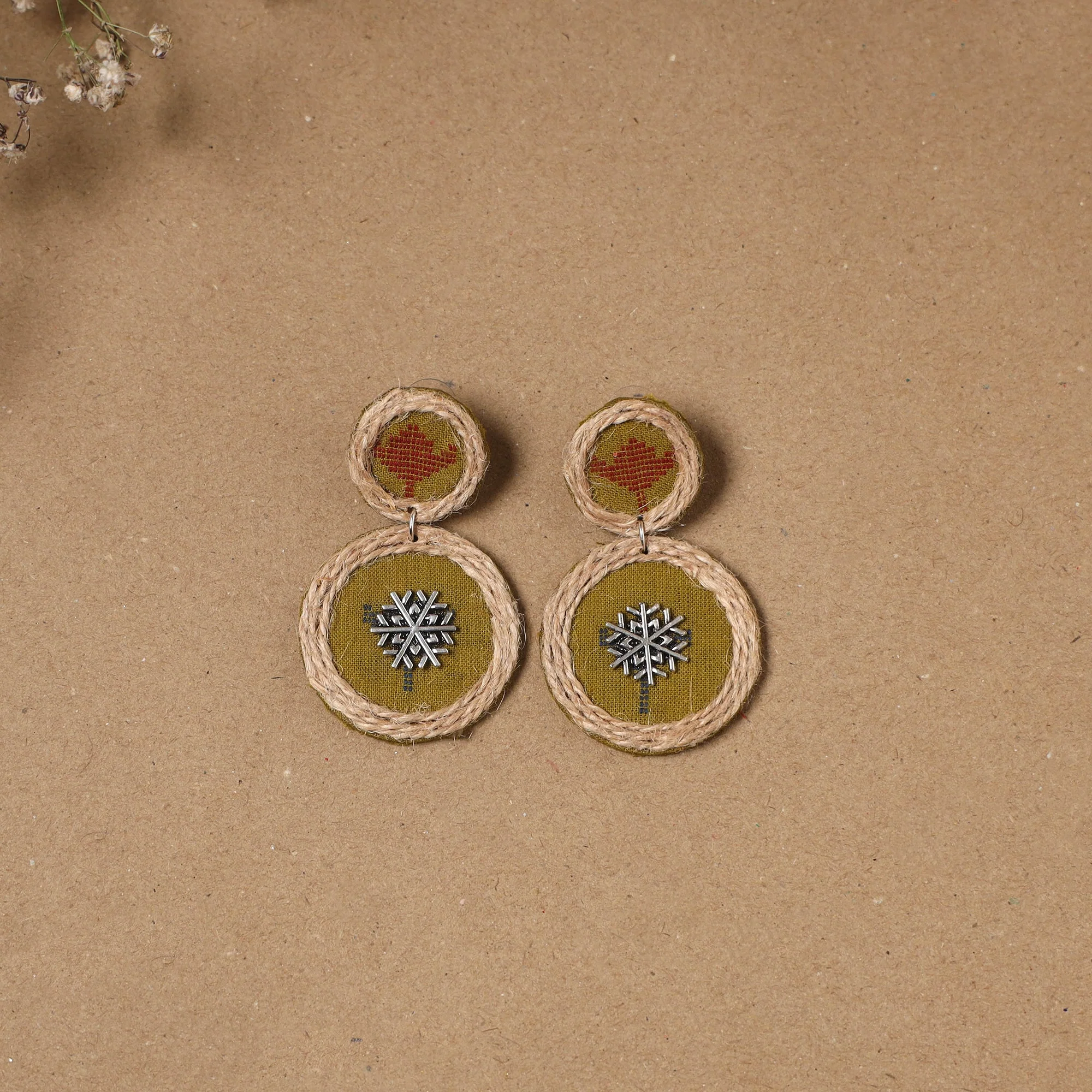Green - Farah Jute Fabart Handmade Earrings