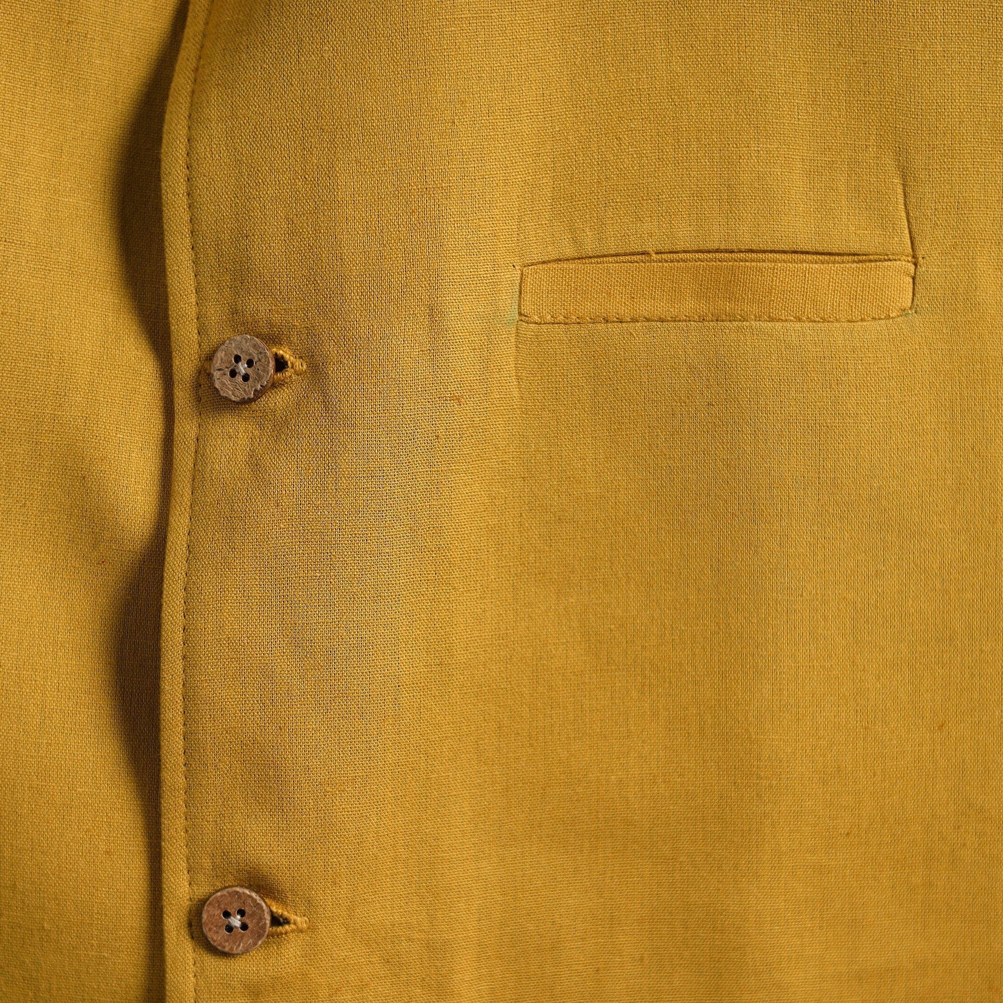 Yellow - Flex Cotton Men Plain Nehru Jacket 06 - Image 4
