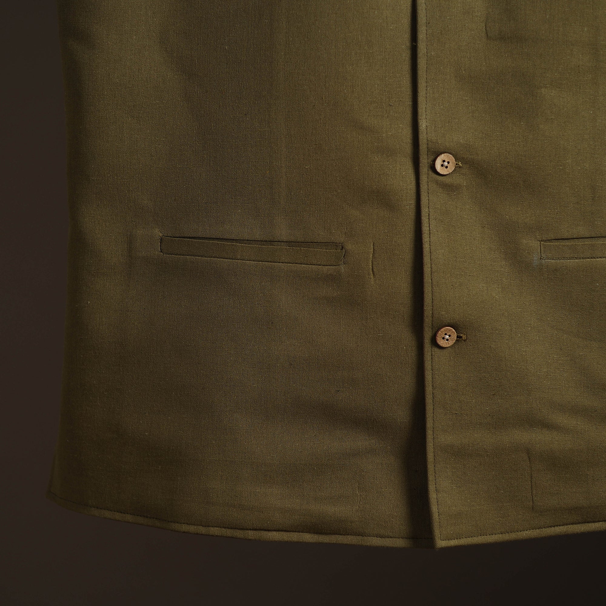 Green - Flex Cotton Men Plain Nehru Jacket 12 - Image 3