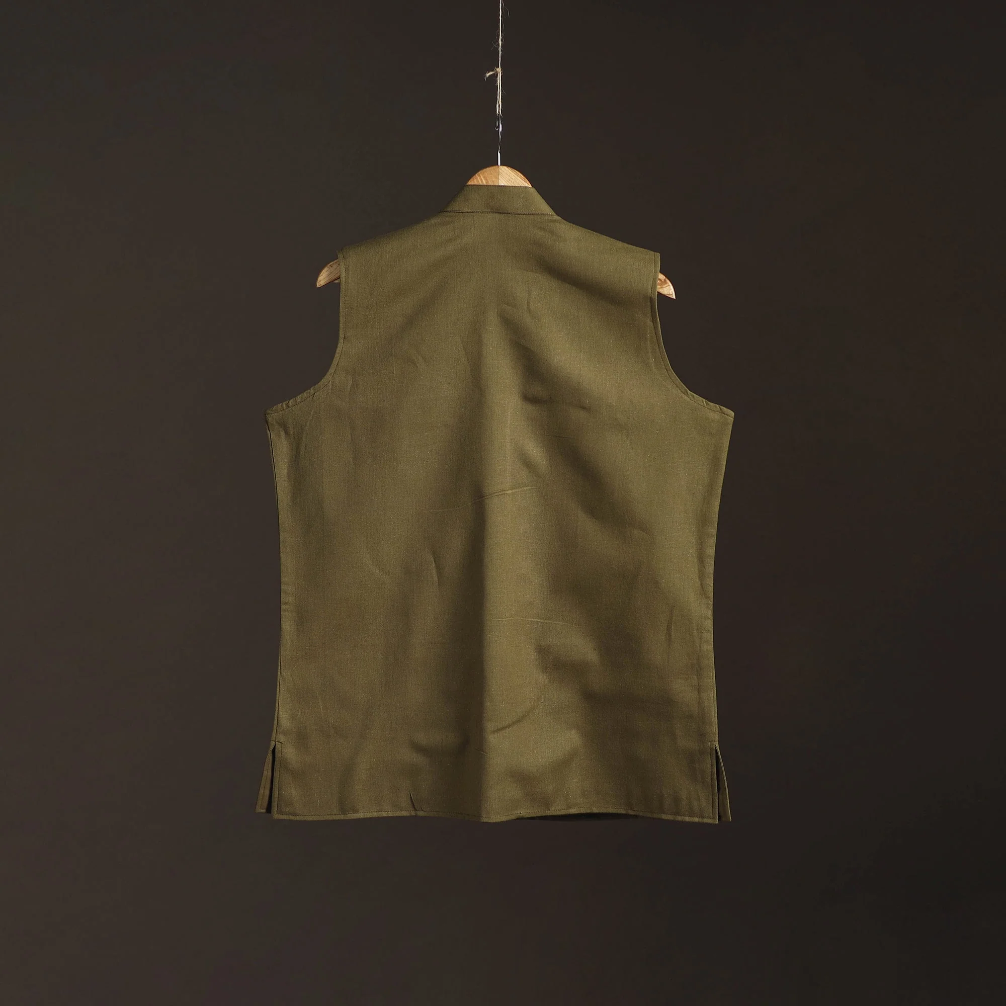 Green - Flex Cotton Men Plain Nehru Jacket 12 - Image 5