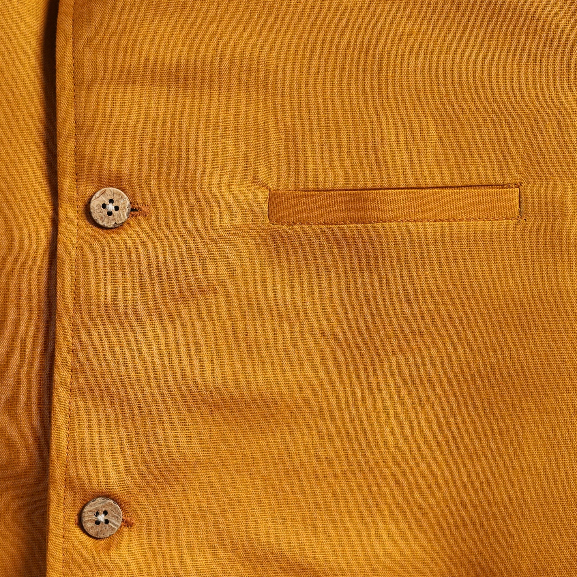 Yellow - Flex Cotton Men Plain Nehru Jacket 13 - Image 4