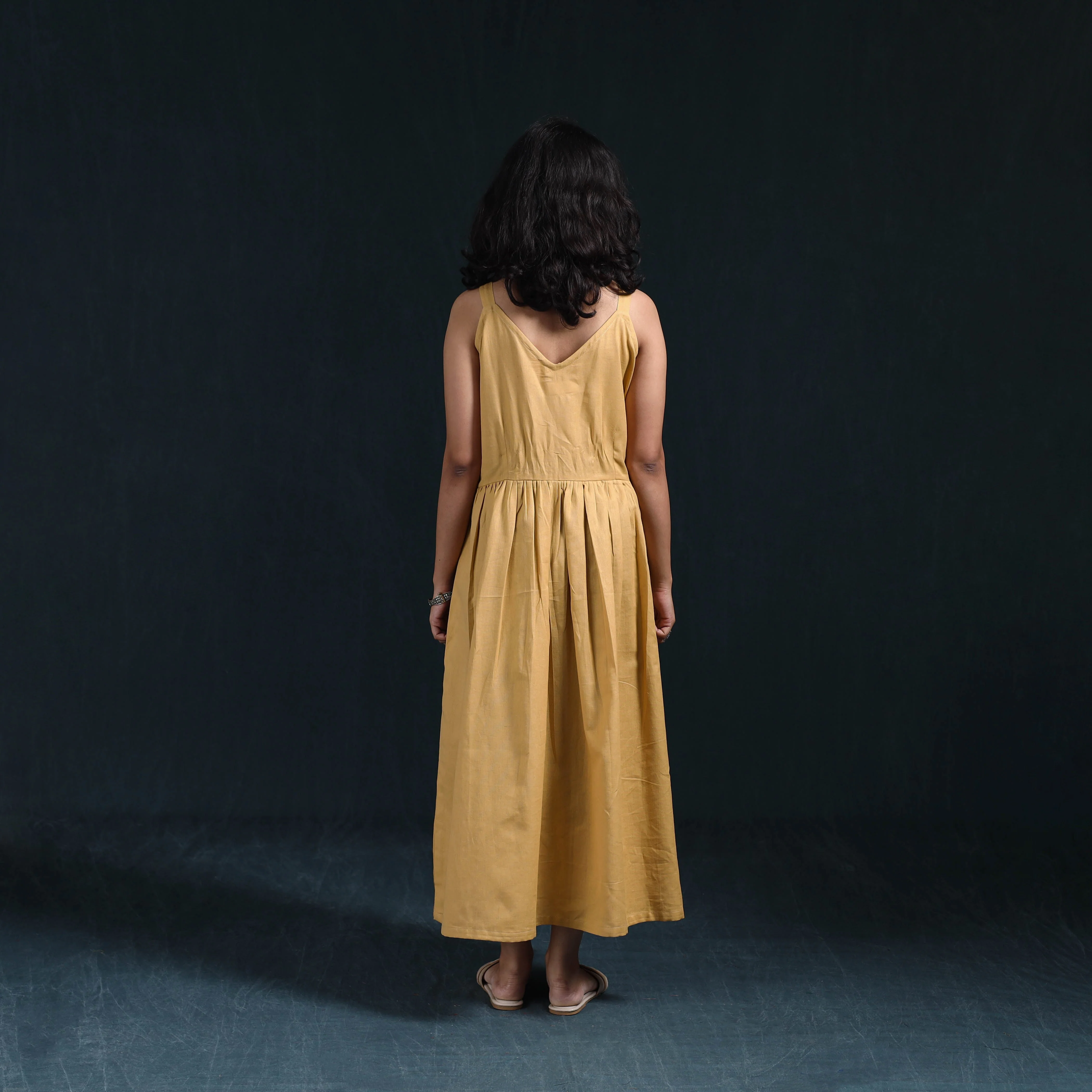 Beige - Flex Cotton Tiered Plain Dress 01 - Image 5