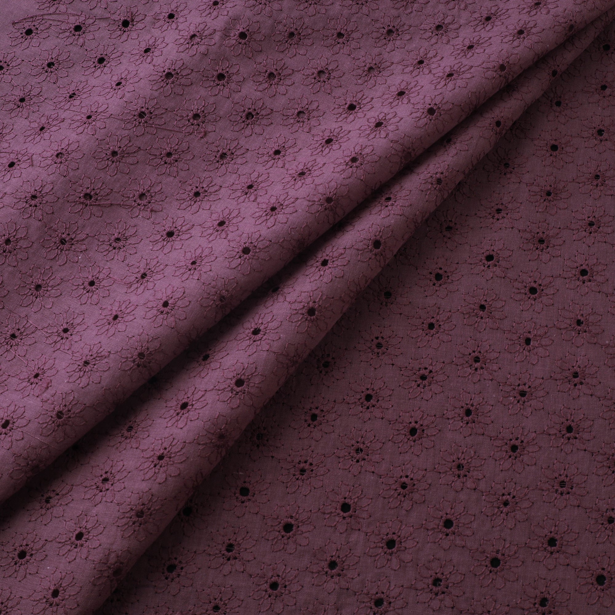 Maroon - Floral Embroidered Cotton Hakoba Fabric 02