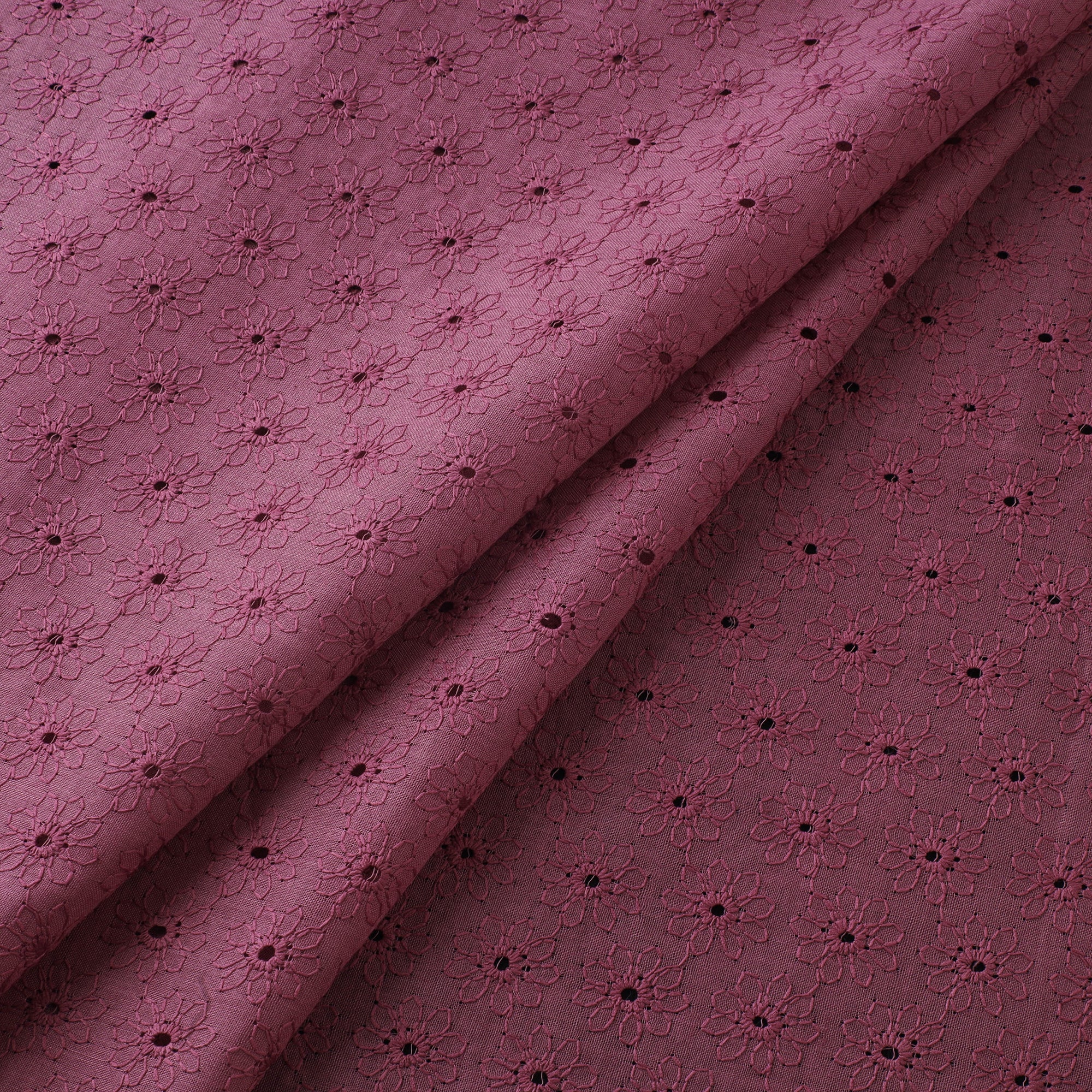 Purple - Floral Embroidered Cotton Hakoba Fabric 06