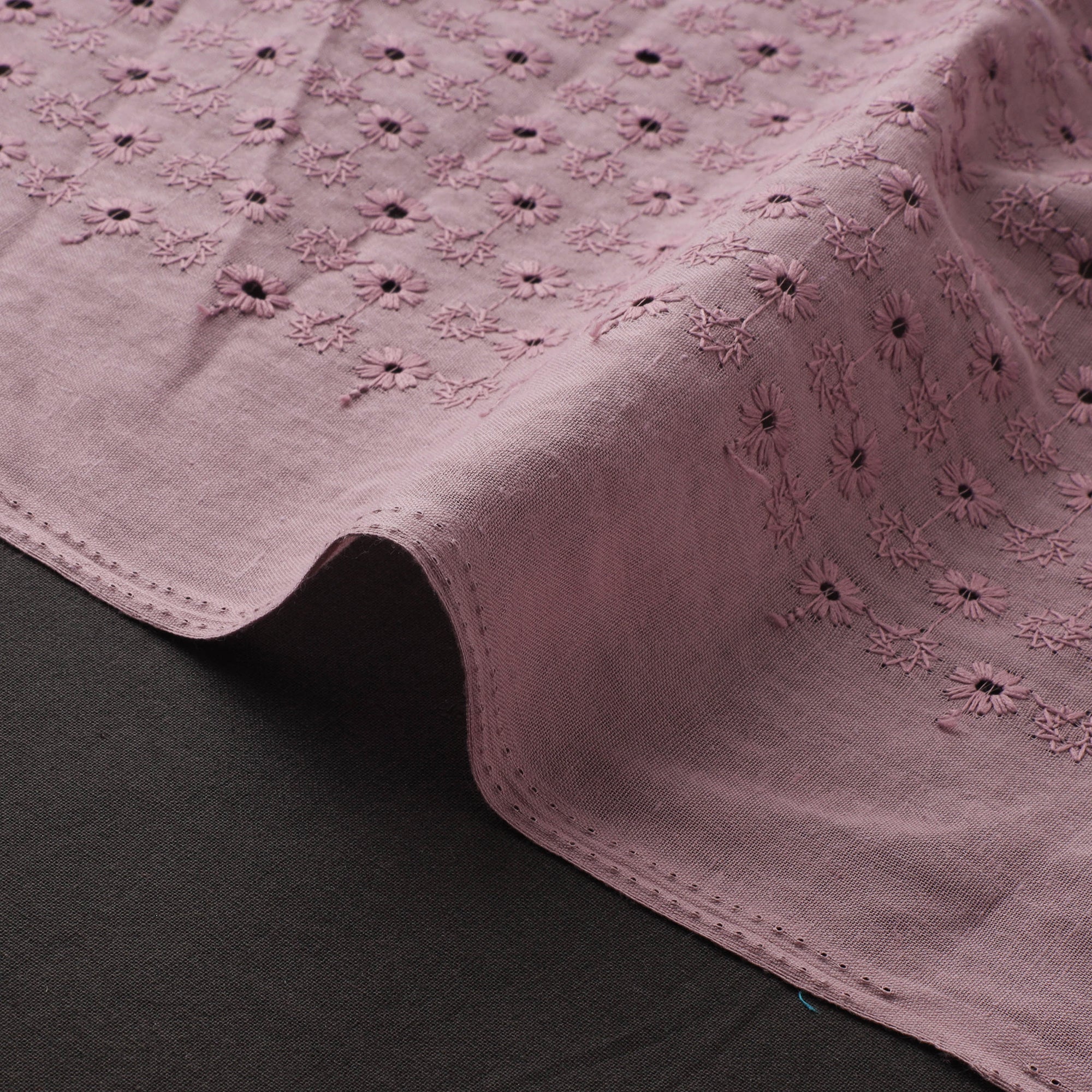 Purple - Floral Embroidered Cotton Hakoba Fabric 11 - Image 4