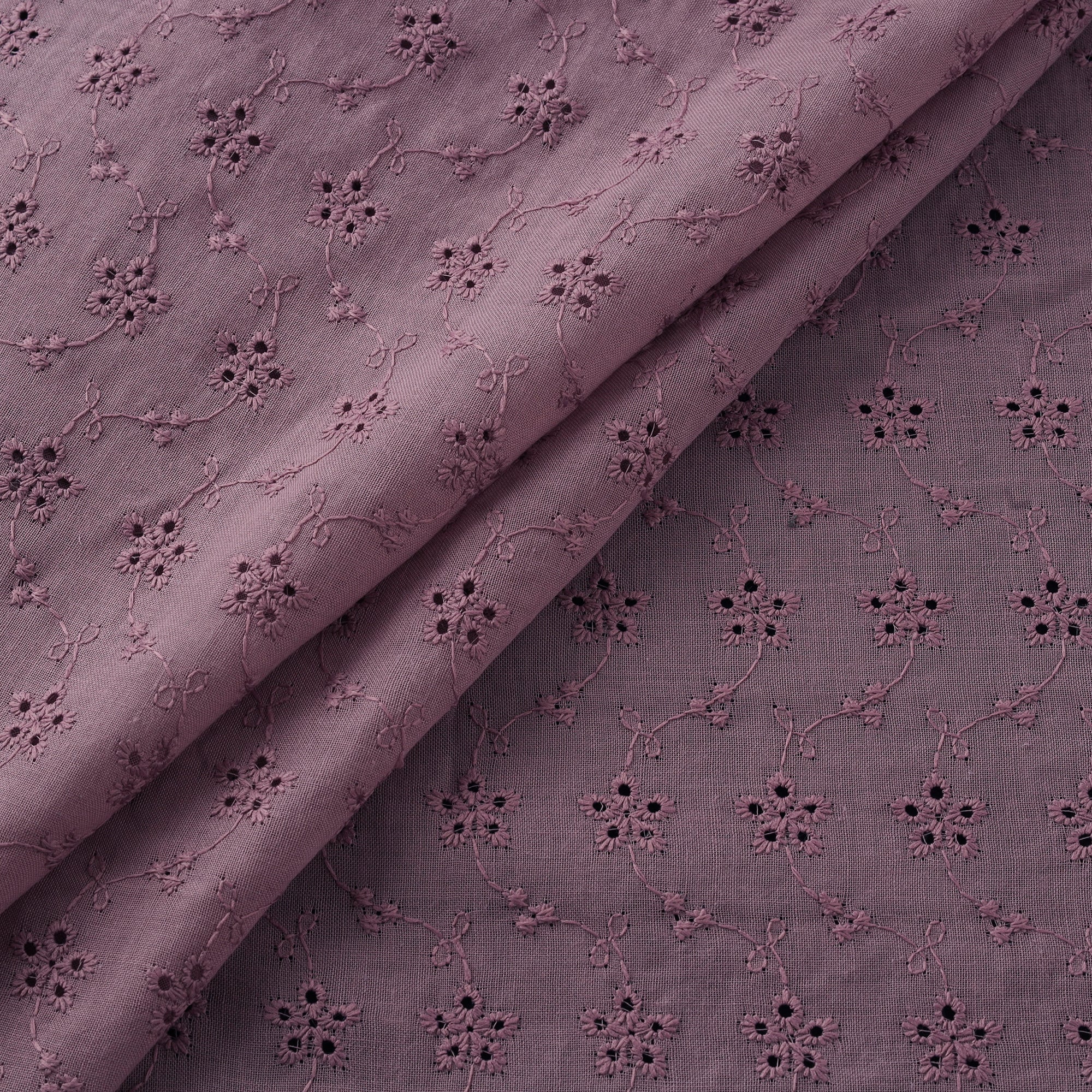 Purple - Floral Embroidered Cotton Hakoba Fabric 11