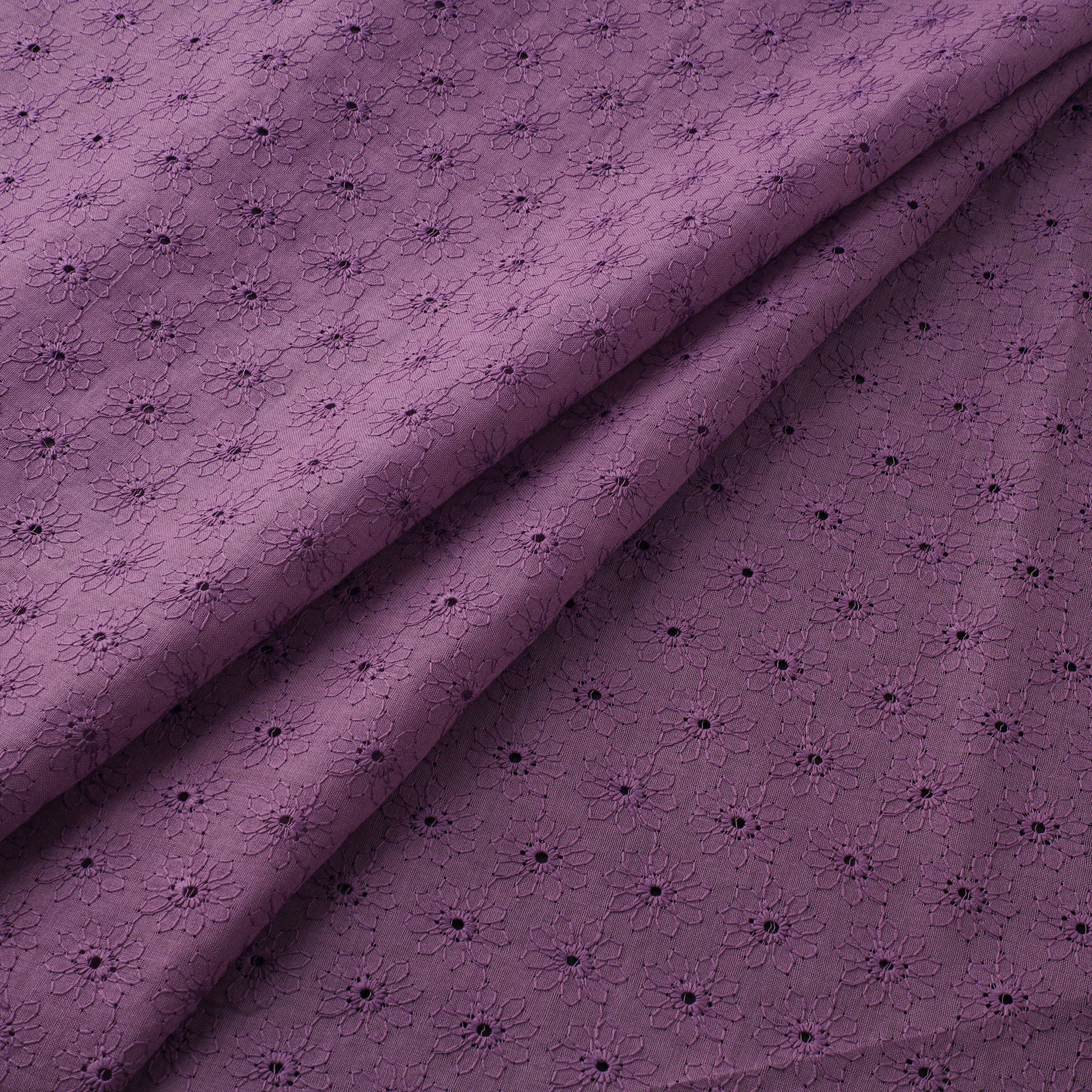 Purple - Floral Embroidered Cotton Hakoba Fabric 12