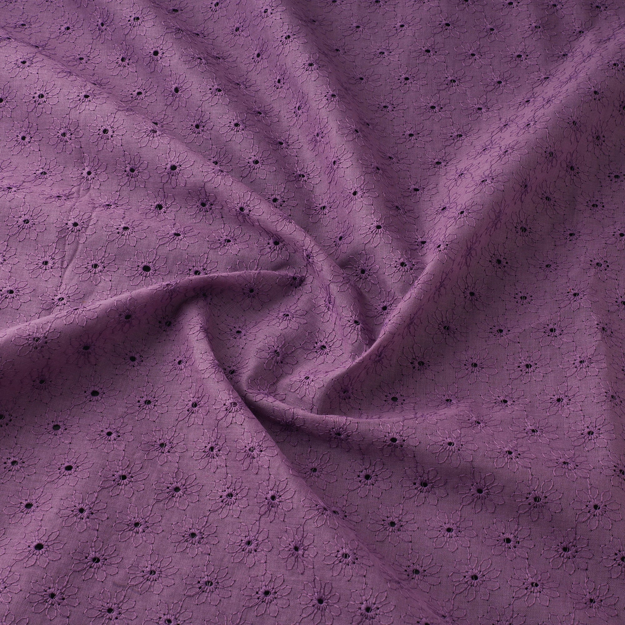 Purple - Floral Embroidered Cotton Hakoba Fabric 12 - Image 3
