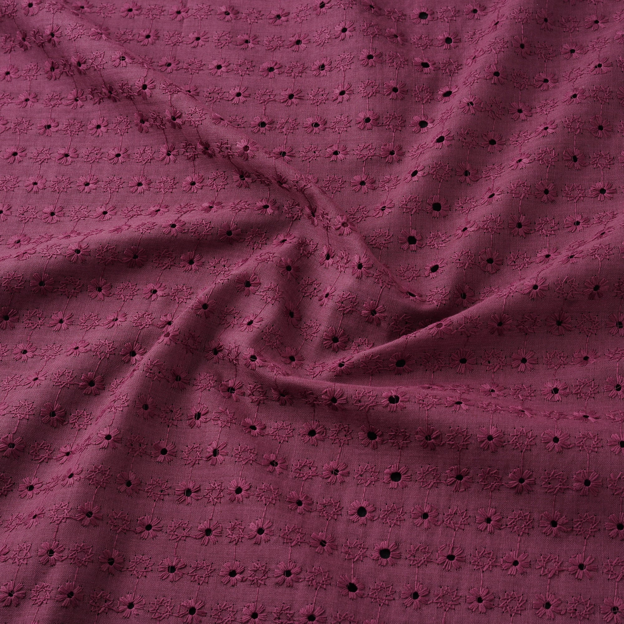 Purple - Floral Embroidered Cotton Hakoba Fabric 16 - Image 3