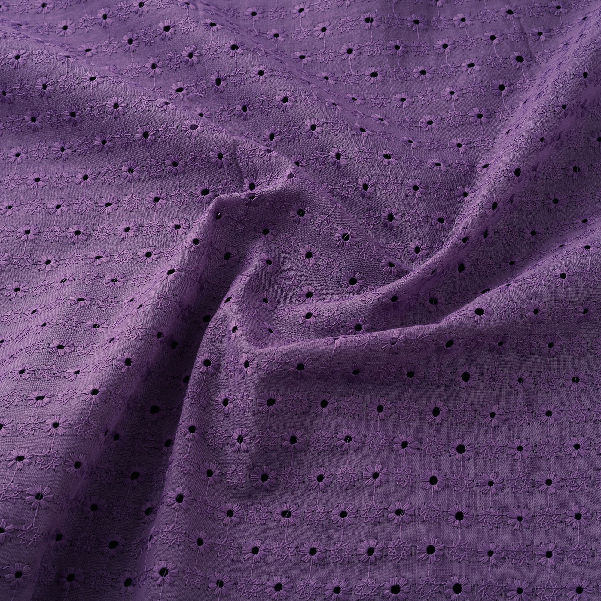 Purple - Floral Embroidered Cotton Hakoba Fabric 19 - Image 3