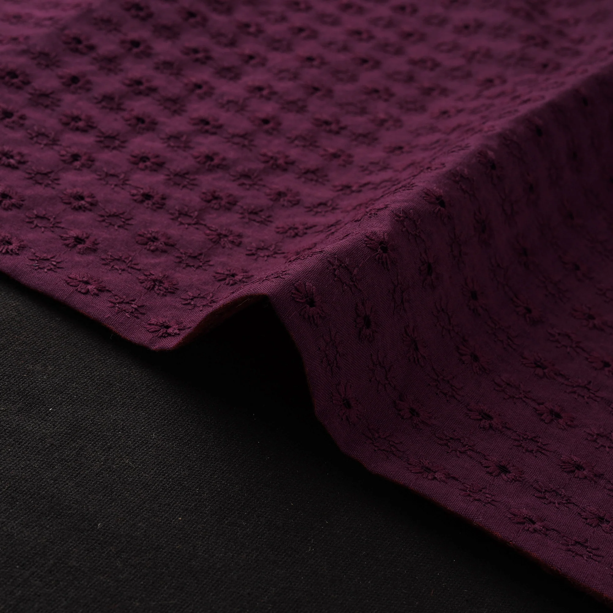 Purple - Floral Embroidered Cotton Hakoba Fabric 22 - Image 4