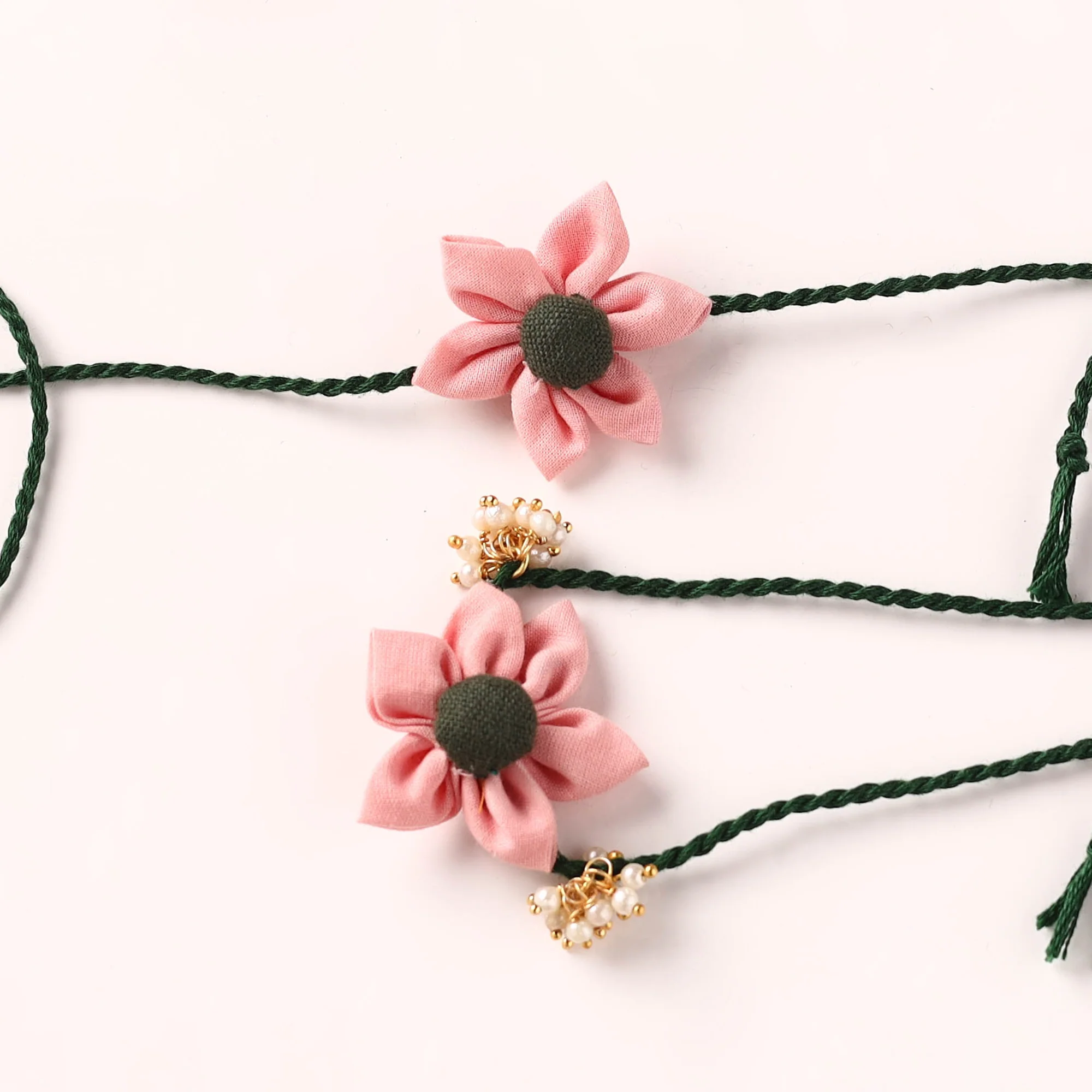 Flower Handmade Fabart Bhaiya Bhabhi Rakhi Set 109 - Image 2