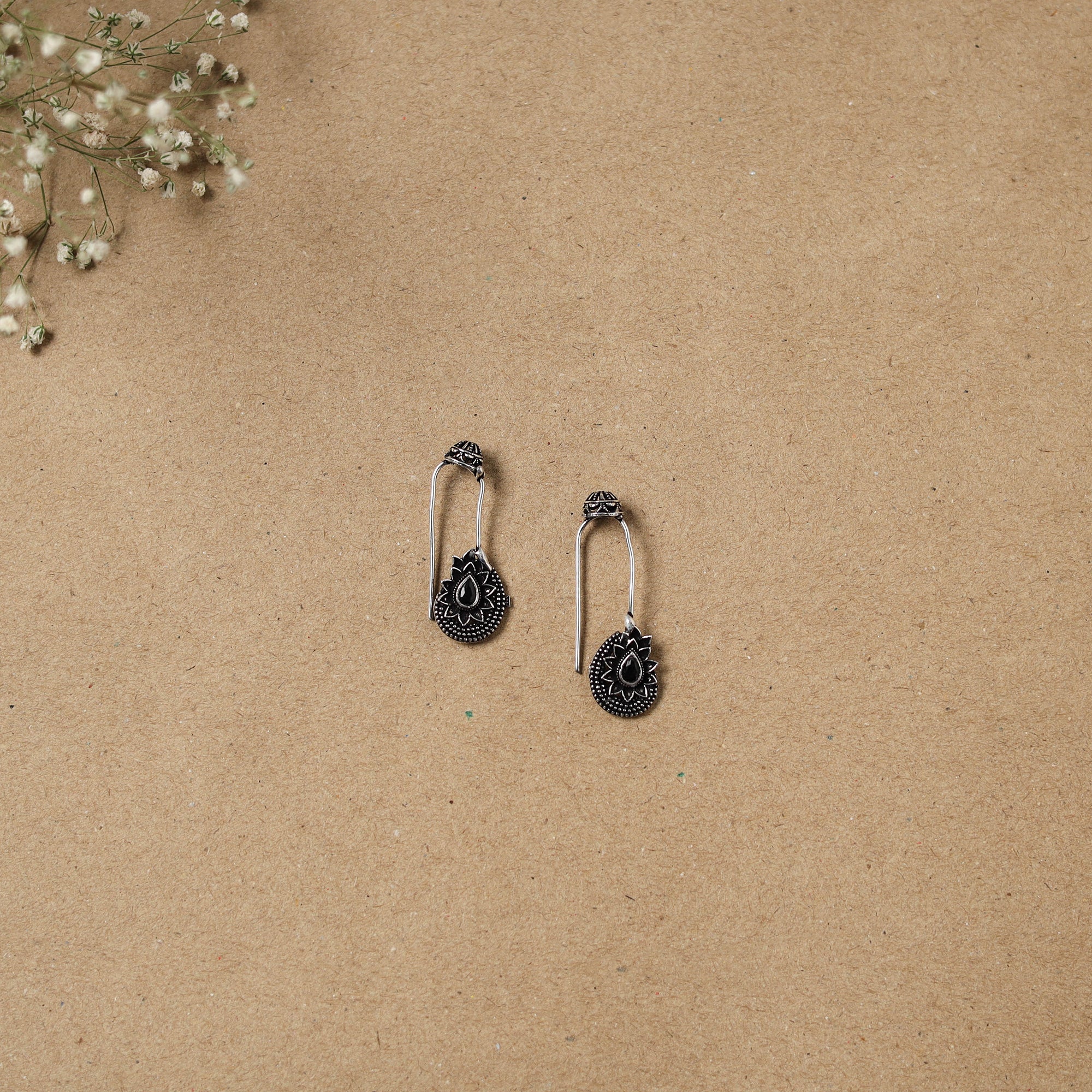 Black - German Silver Plated Ear-Cuff Bugatti / Bugadi Earrings 07