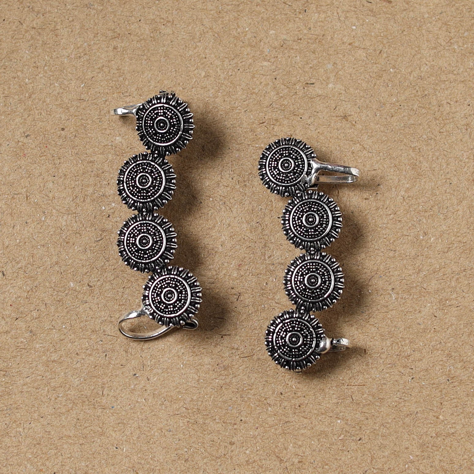 Black - German Silver Plated Ear-Cuff Bugatti / Bugadi Earrings 22 - Image 2
