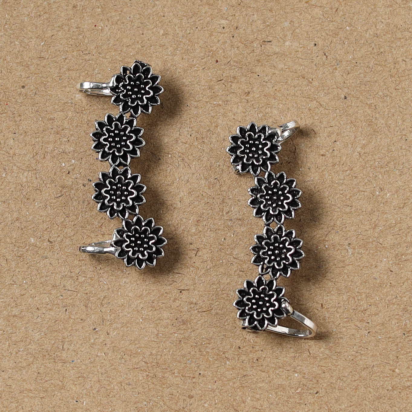 Black - German Silver Plated Ear-Cuff Bugatti / Bugadi Earrings 25 - Image 2